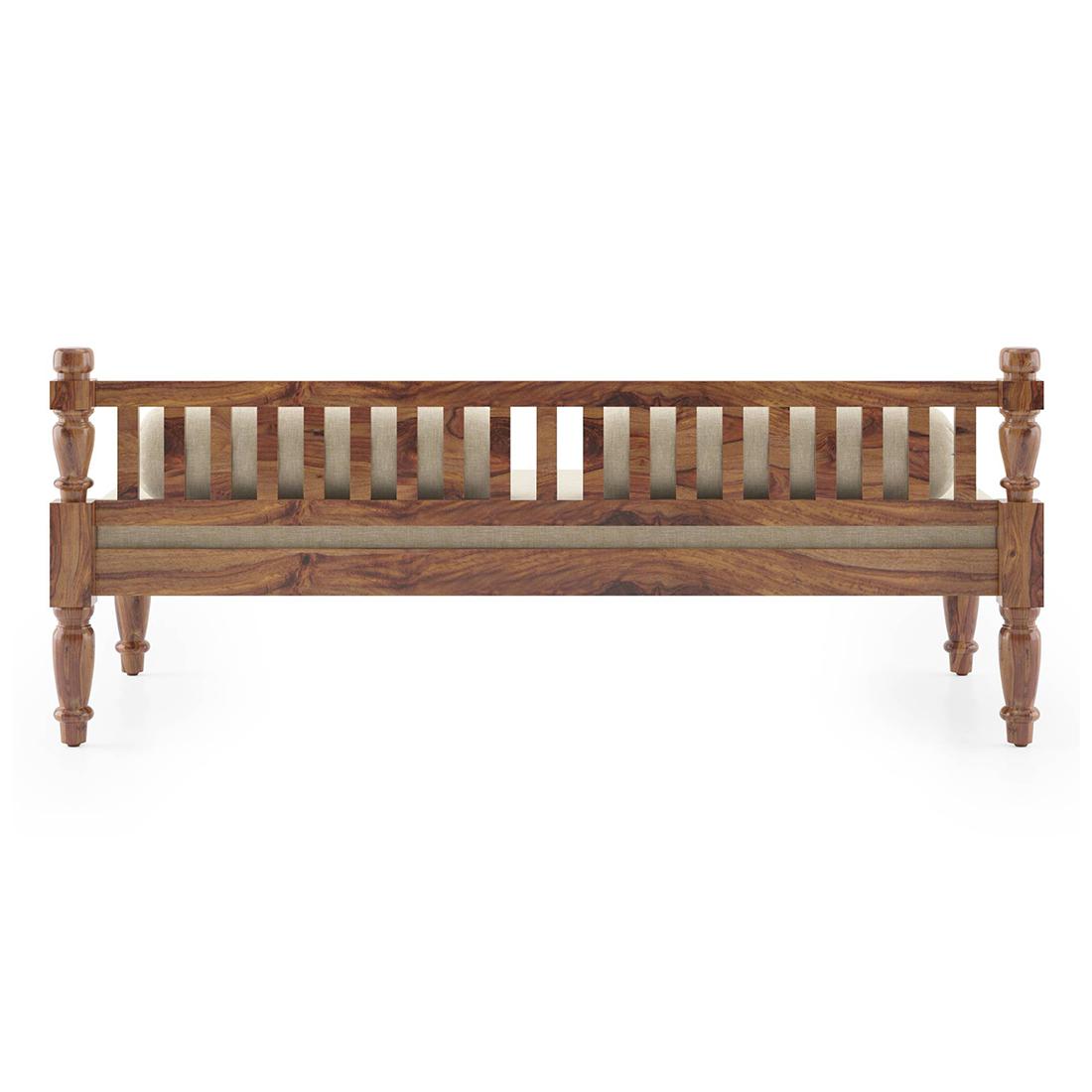 Emma Diwan in Teak Finish with Macadamia Brown Fabric Colour