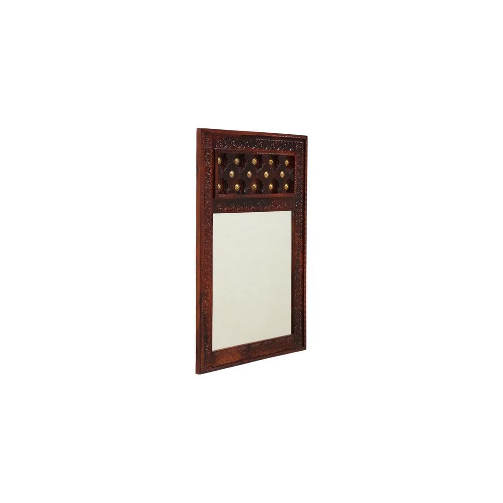 paulo solid wood mirror in brown colour