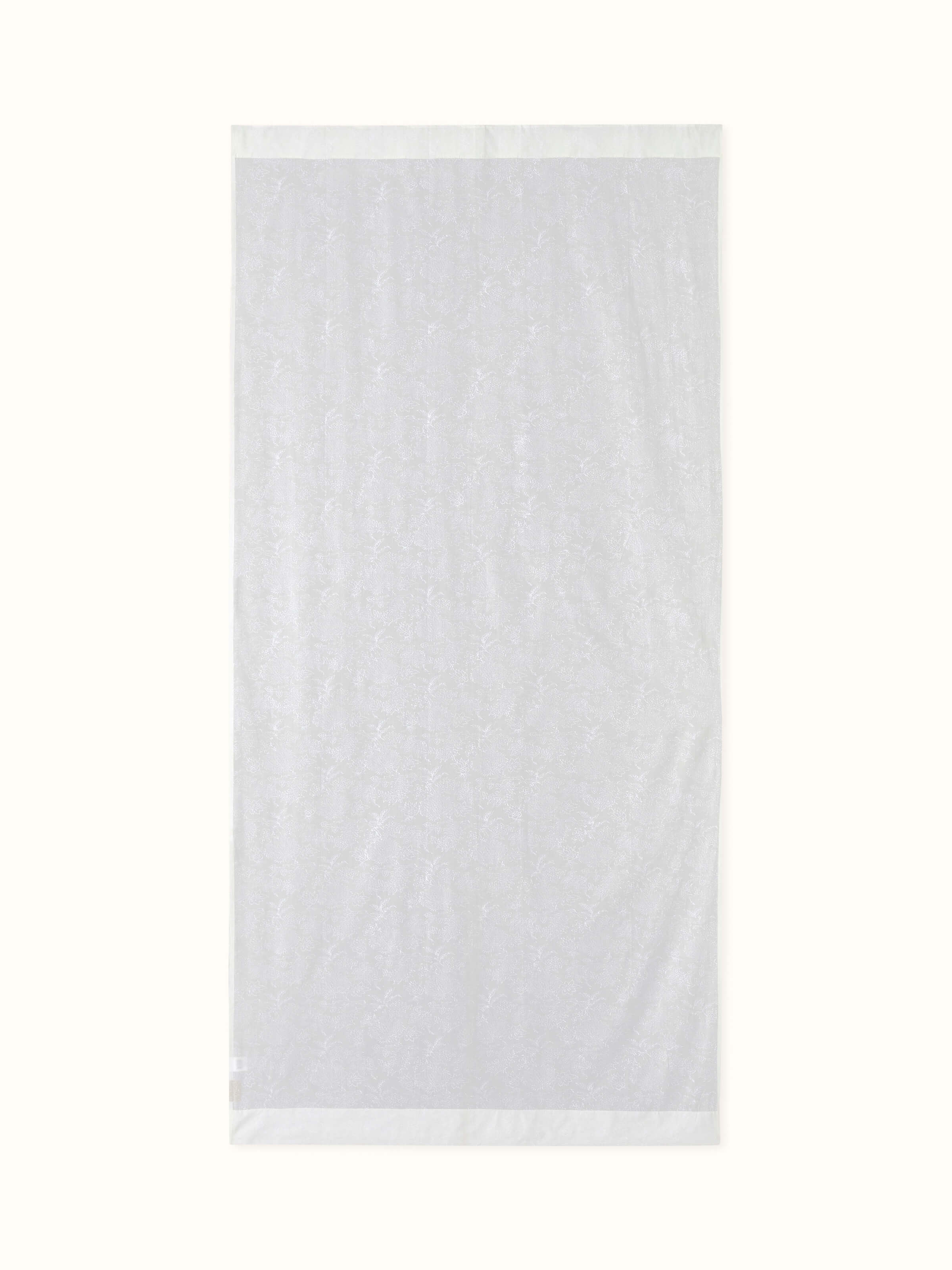 Kairavam White Floral Cotton Sanganeri Hand Block Printed Curtain (7 Ft)