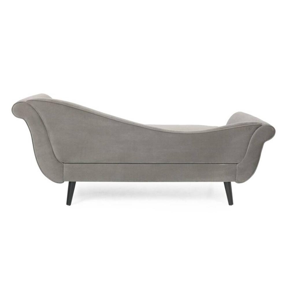 Kabera Velvet Chaise Launger in Grey Colour