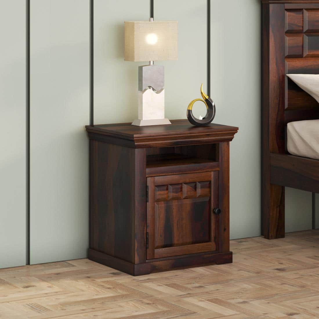 Prashiv Solid Wood Bed Side In Provincial Teak Finsh