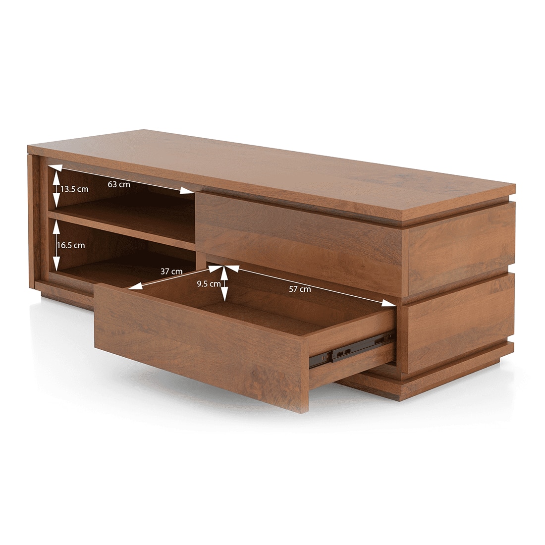 Vector Solid Wood TV Unit in Amber Walnut Finish