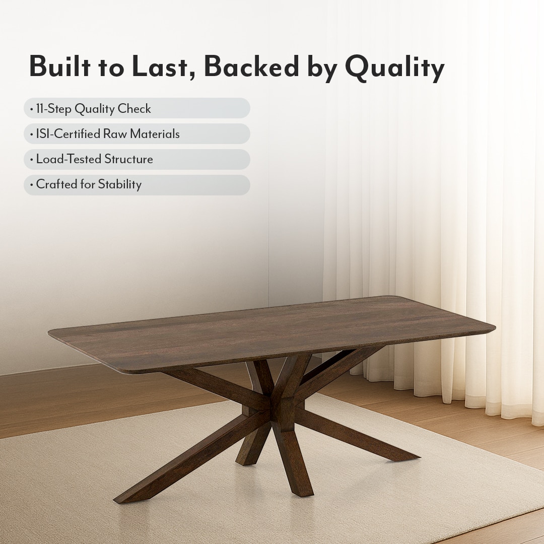 Anderson Solid Wood 8 Seater Dining Table In Danish Walnut Finish
