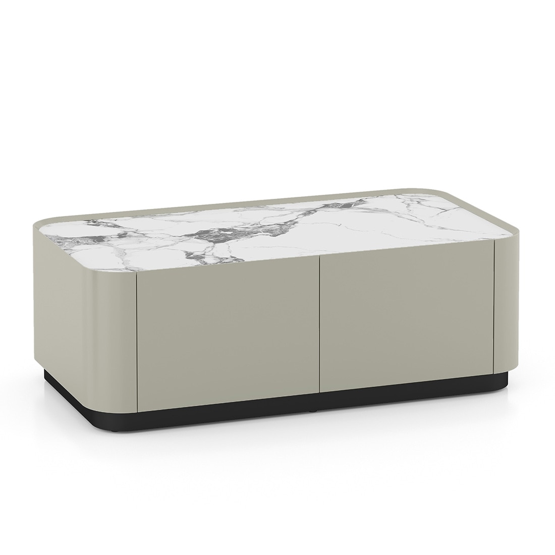 Dorian Engineered Wood Coffee Table With Ceramic Top in Taupe High Gloss Finish
