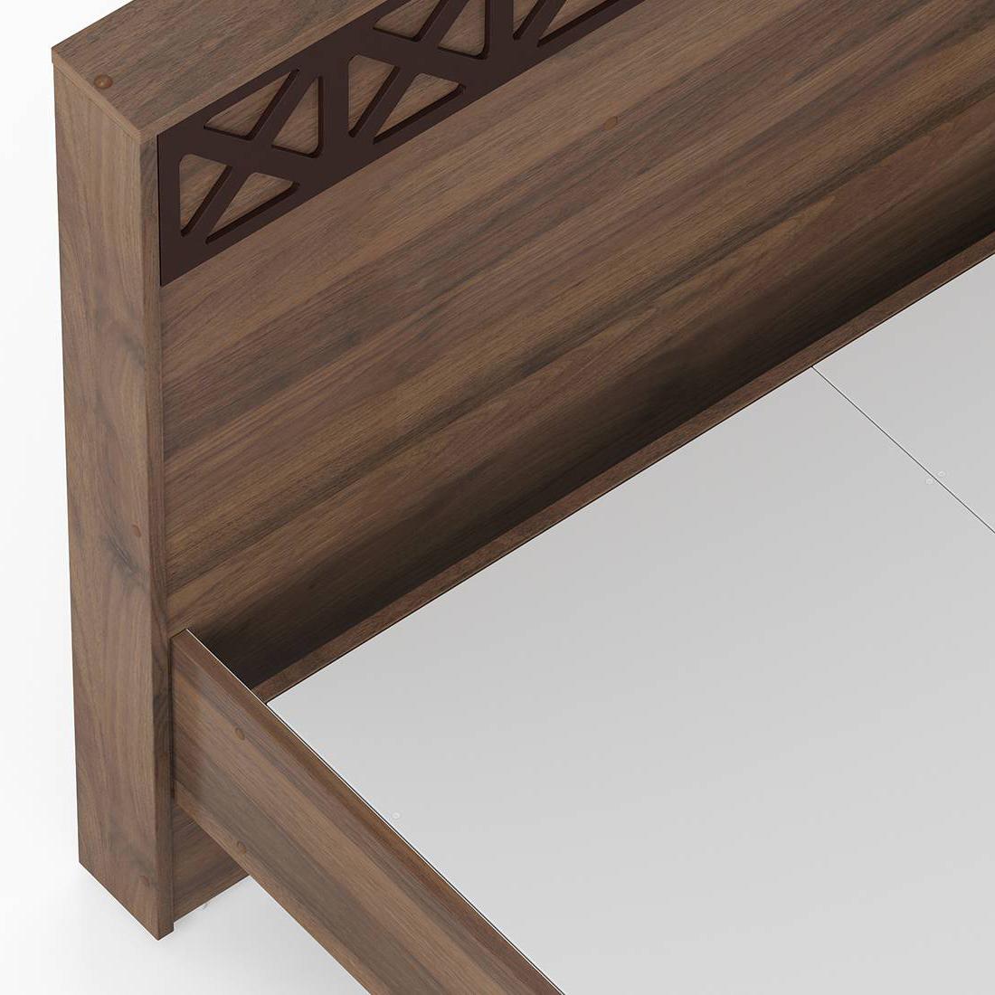 Macy Engineered Wood King Size Non Storage Bed In Classic Walnut Finish