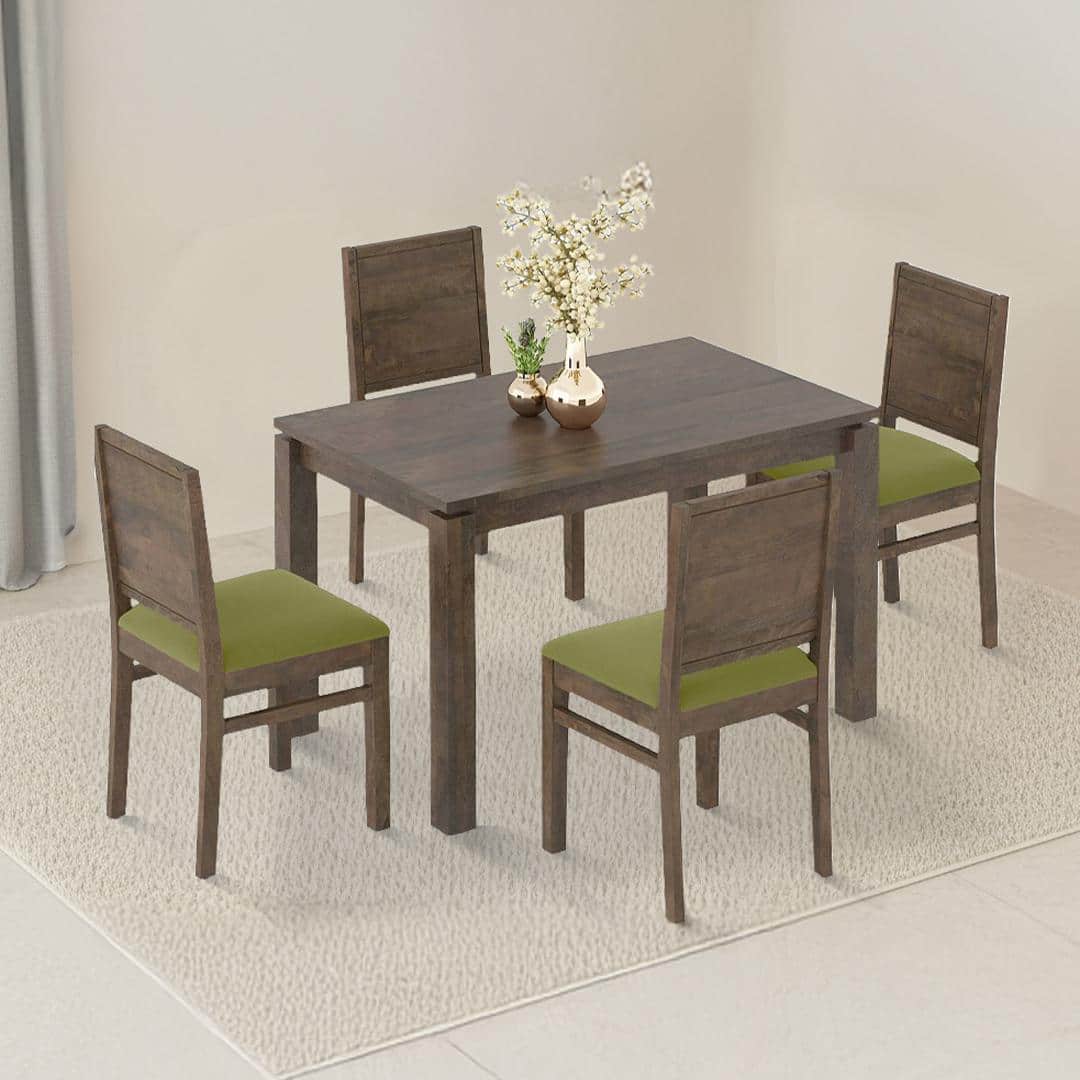 Atlas Solid Wood 4 Seater Dining Table With Atlas Dining Chair Set