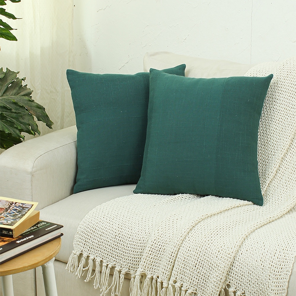 Herringbone Set Of 2 Cushion Cover With Green Colour