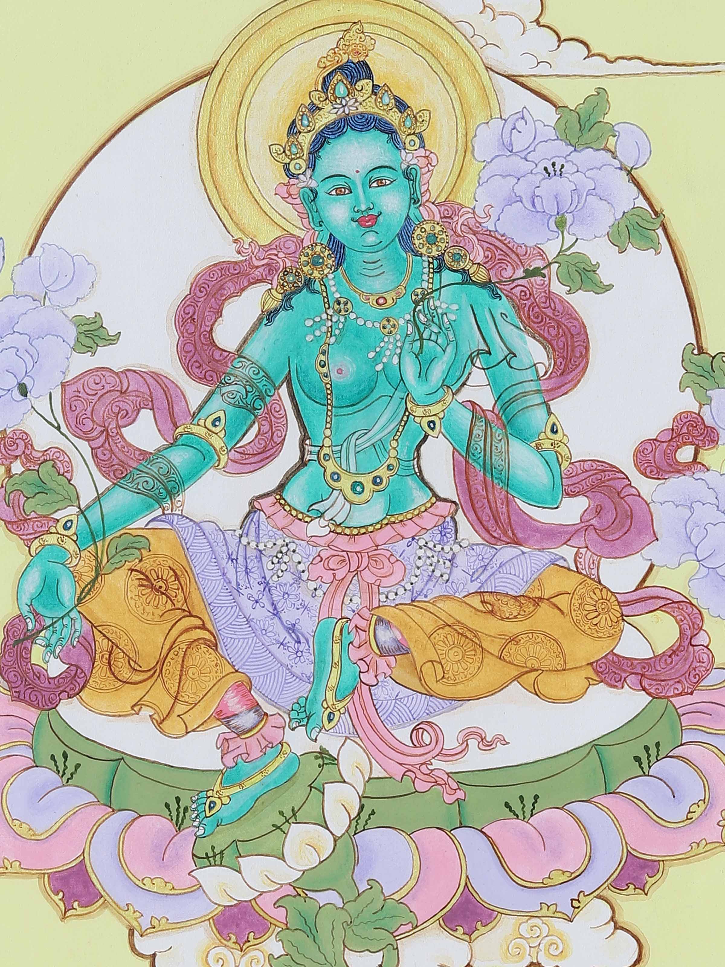 Green Tara Thangka Painting