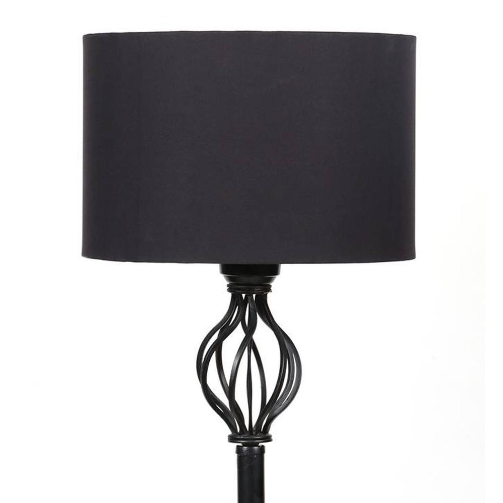 Gloria Black Cotton Shade Floor Lamp