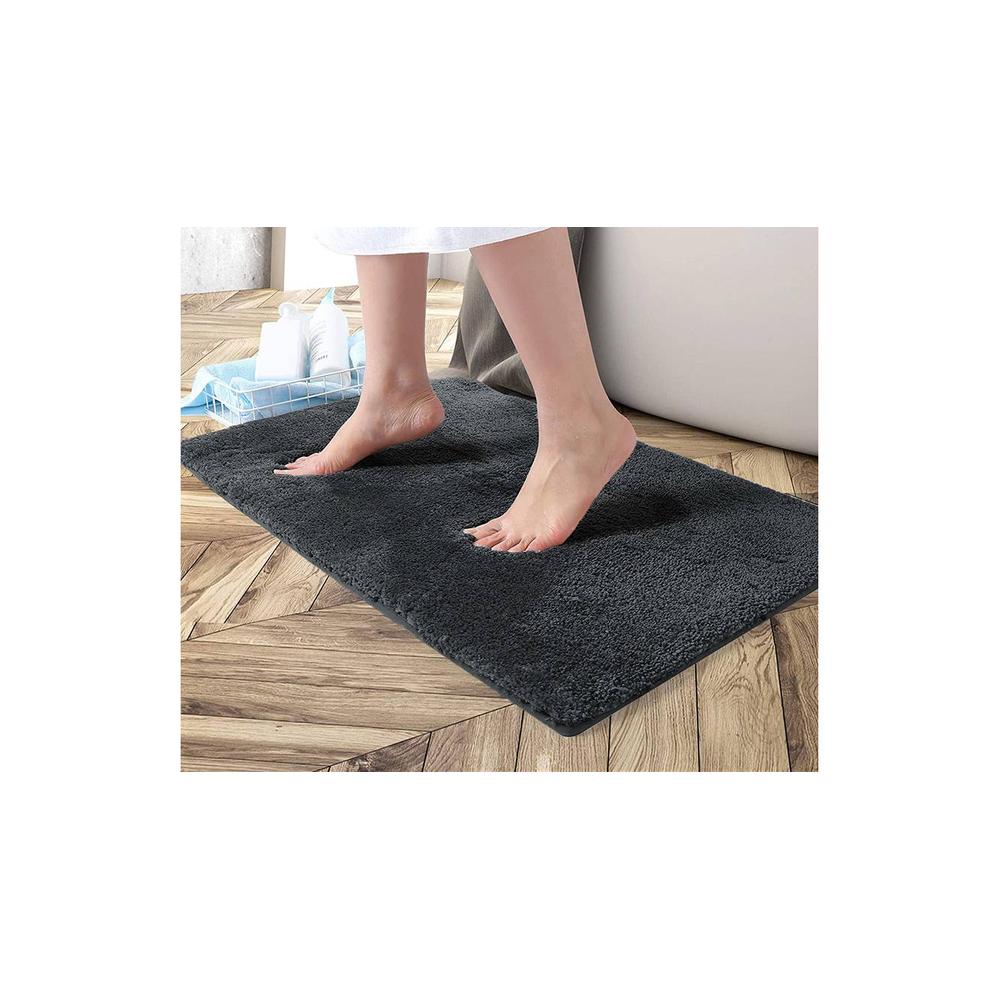 Thea Black Solid Natural Fiber 30x18 inches Anti-Skid Bath Mat
