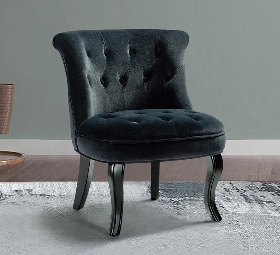 Grenier Fabric Slipper Chair in Black Color - KURSIWALLAH