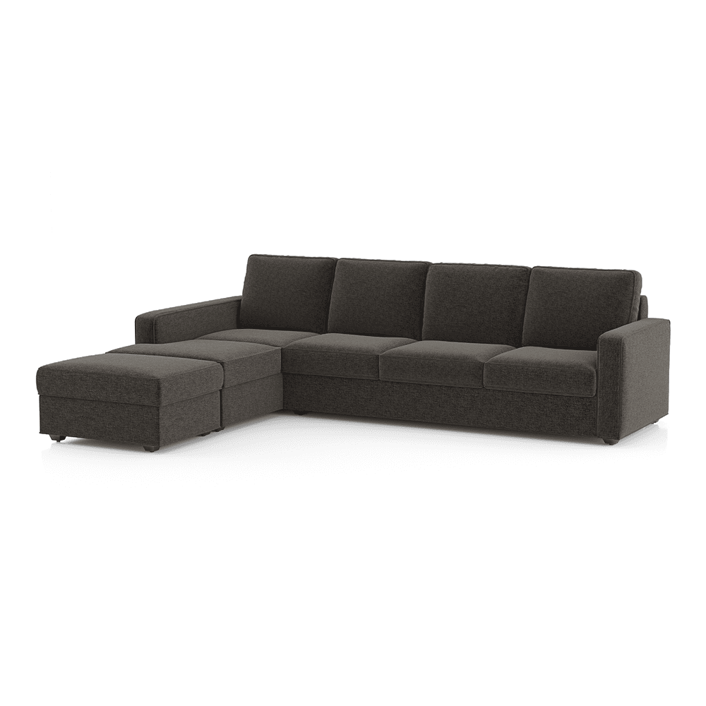 Apollo Sofa (Colour : Smoke, Cushion : Hard, Back Type : Regular, Seating Capacity : Left Aligned 3 Seater + Left Aligned Chaise)