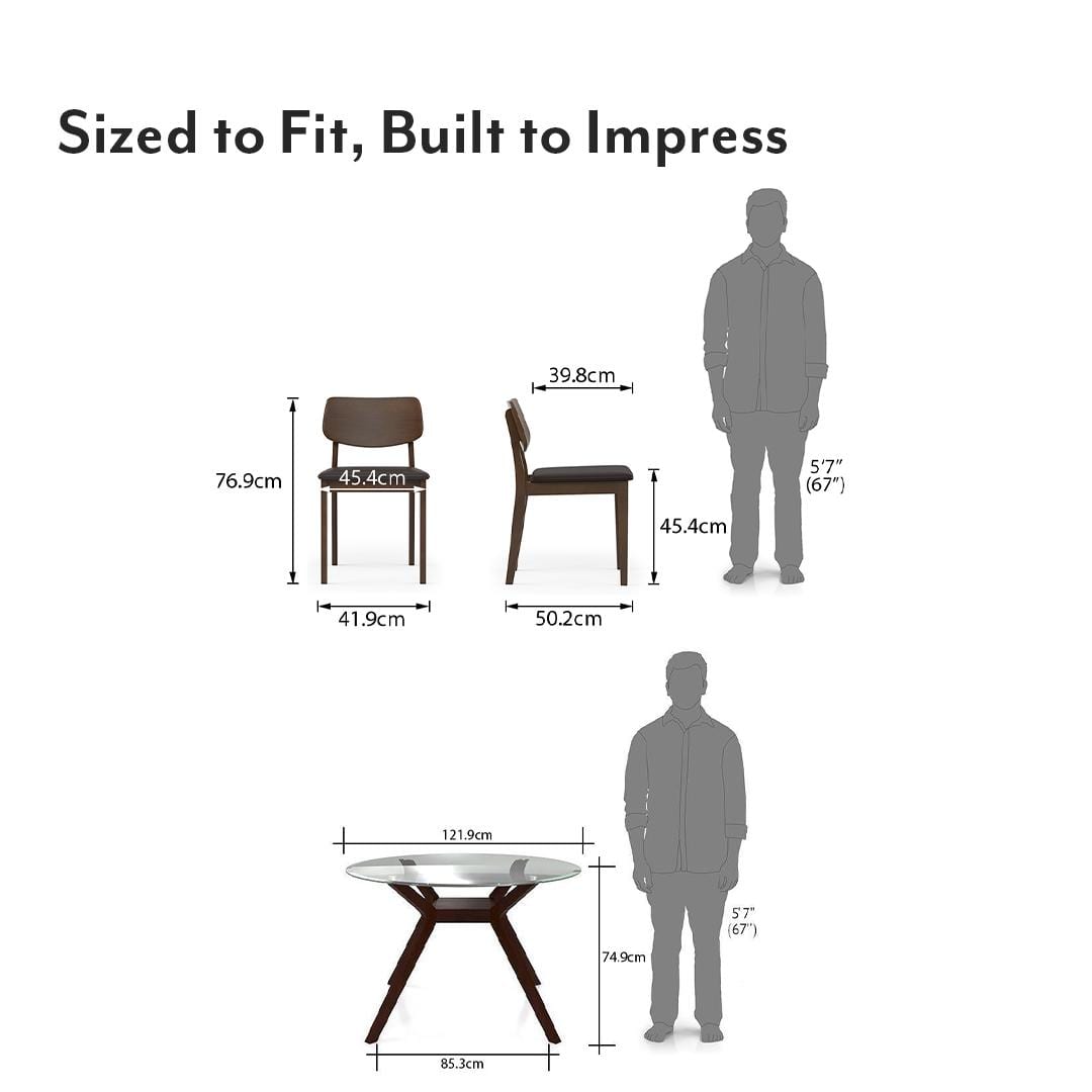 Wesley - Lawson 4 Seater Dining Table Set (Colour- Dark Brown, Finish- Dark Walnut)