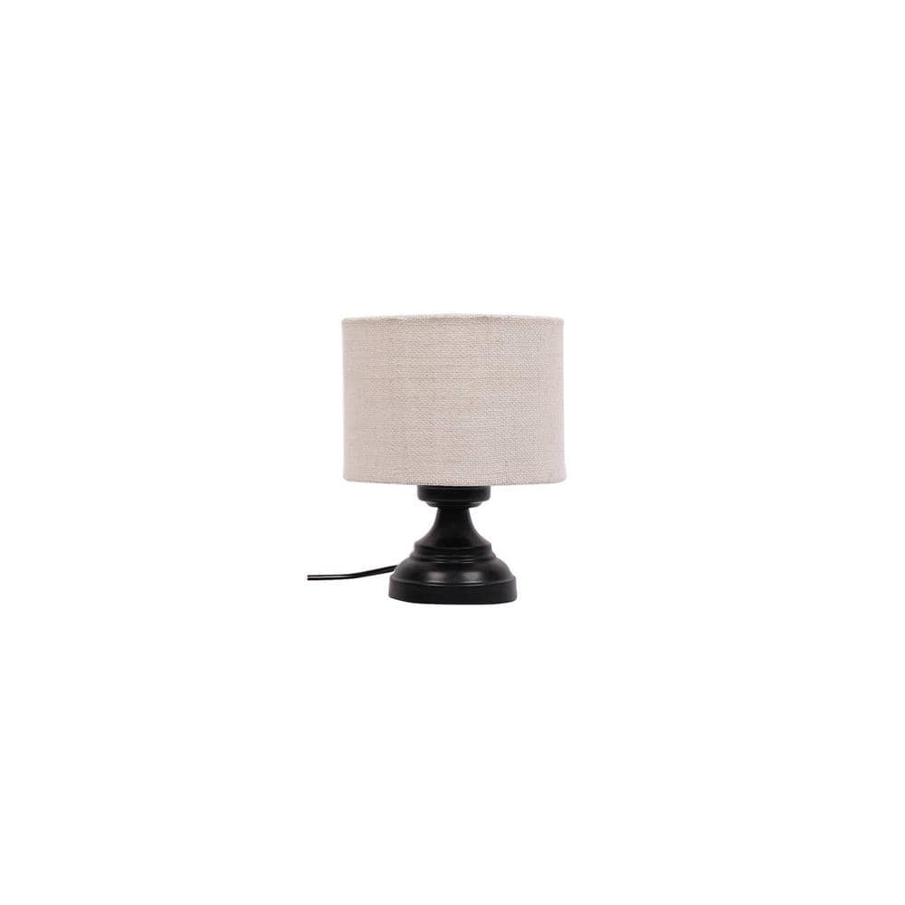 Raeburn White Natural Fiber Shade Table Lamp with Black Iron Base