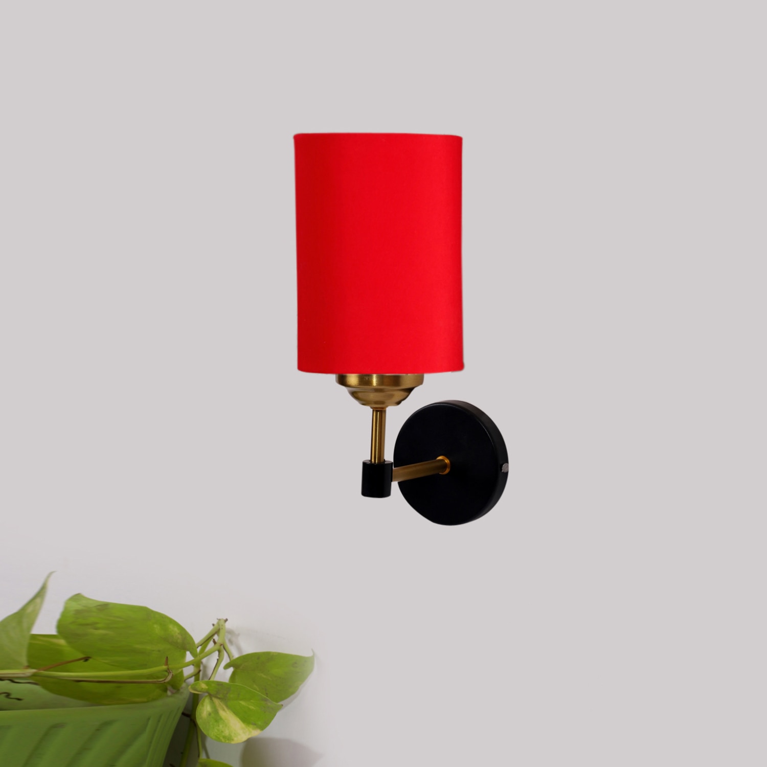 Devansh Metal Electric Wall Light in Black Colour with Red Shade Count of 1 Light - Devansh
