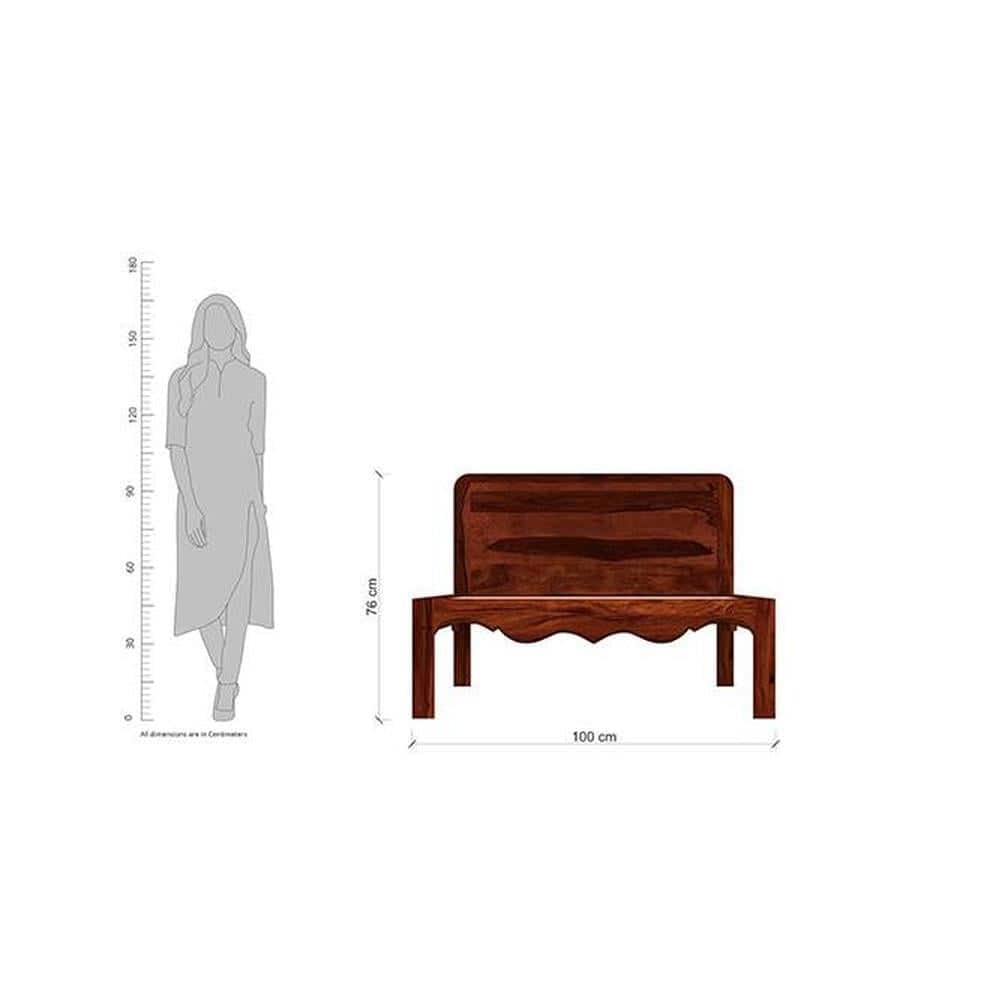 Isabella Solid Wood Single Size Non Storage Bed In Honey Oak Finish