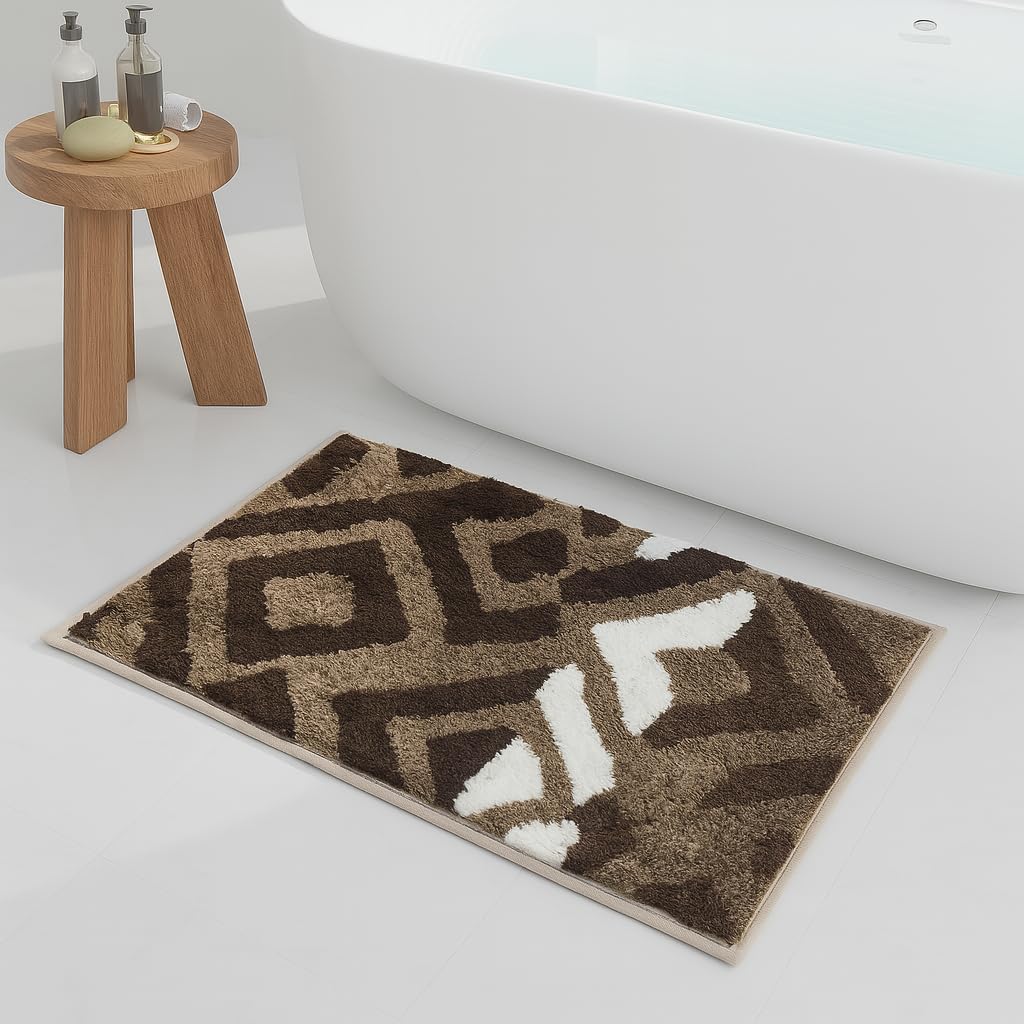 Luxe Home Bath Mat Macau Diamond (40x60 cm, Chocolate) (Pack of 1) - Luxe Home International