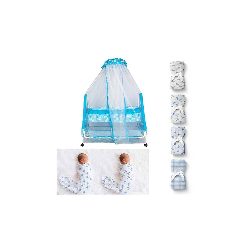 Aurora Stainless Steel Baby Cradle with Mosquito Net Airplane & Yatch