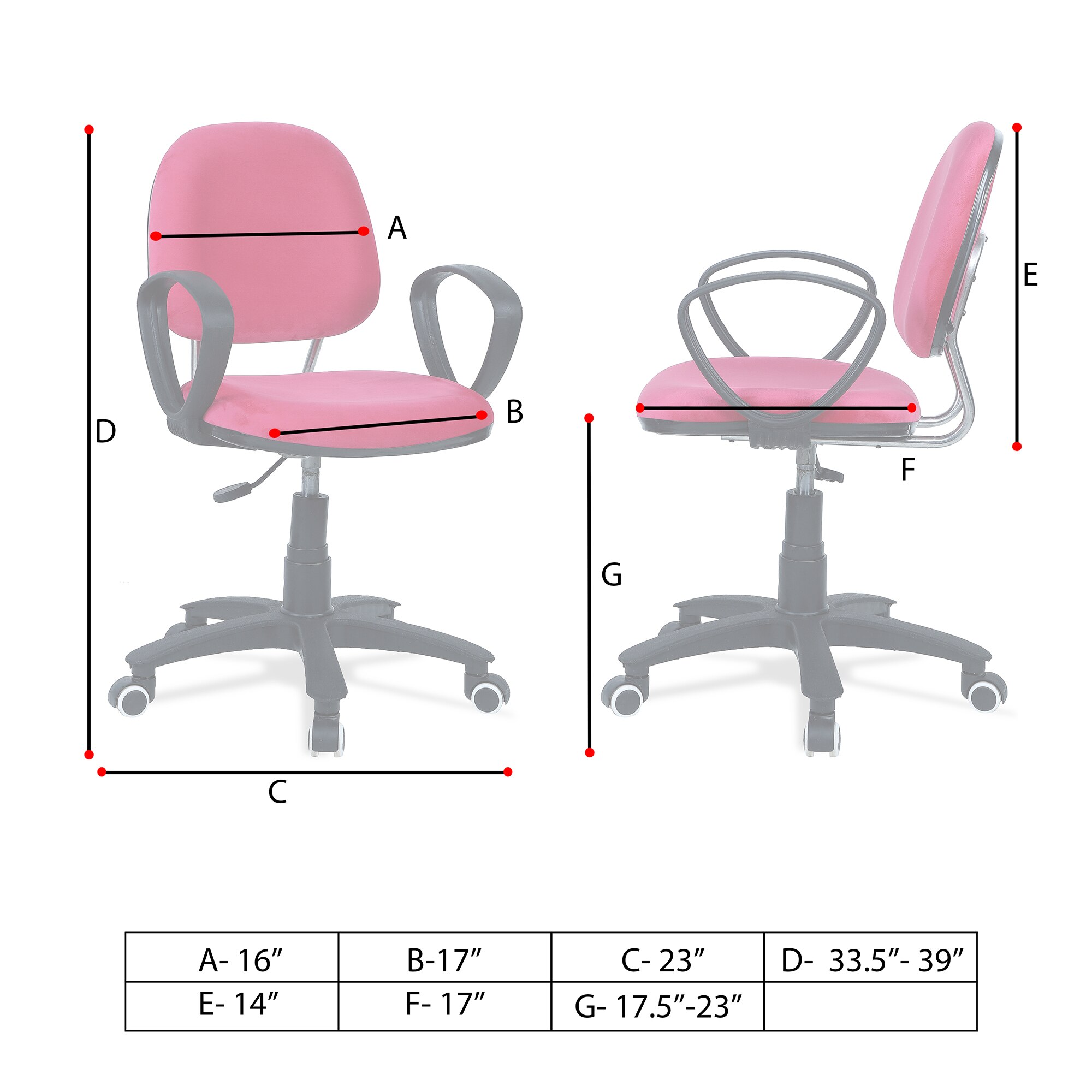 Doriona Low Back Ergonomic Chair in Pink Colour