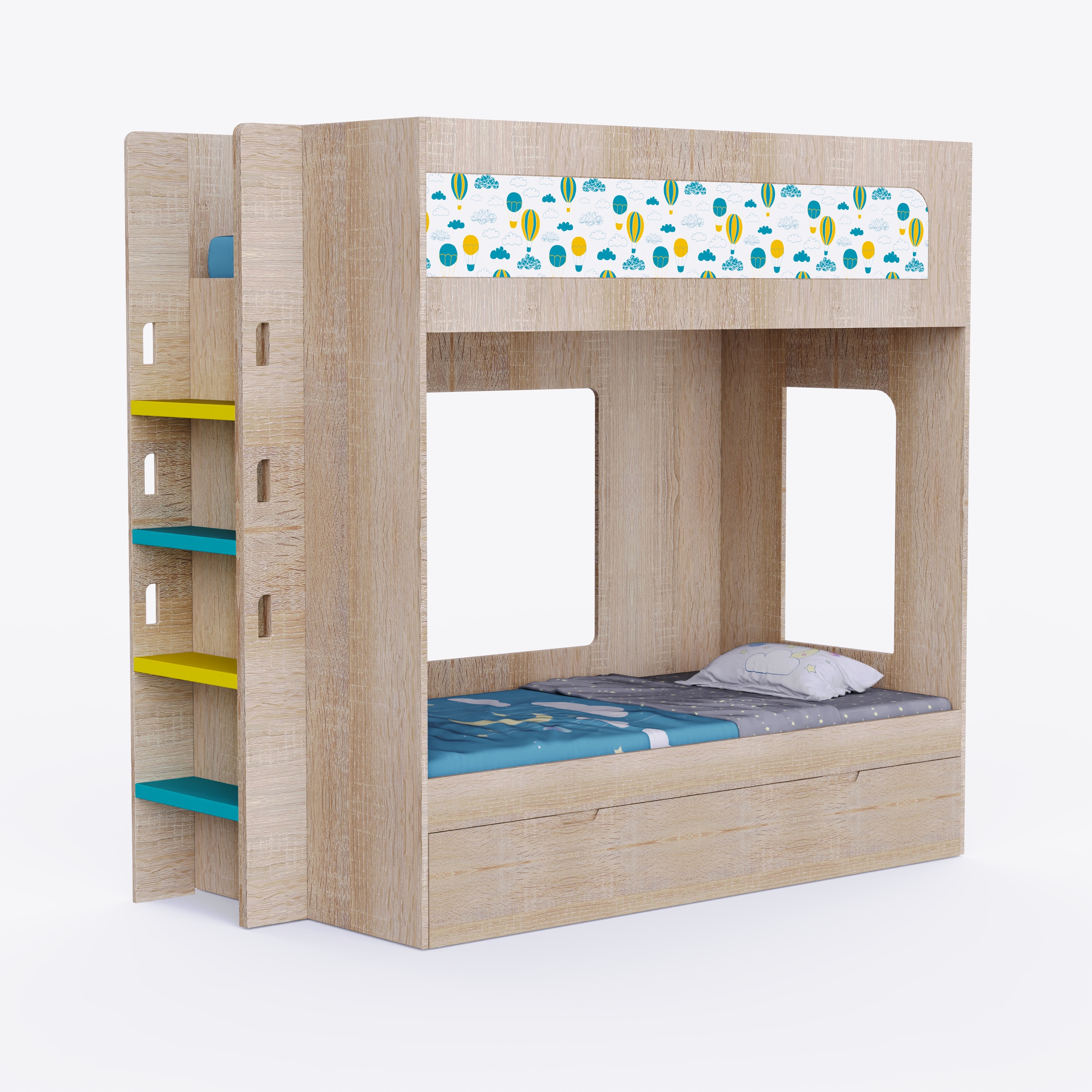 Caravan Trundle Bunk Bed In Oak Colour