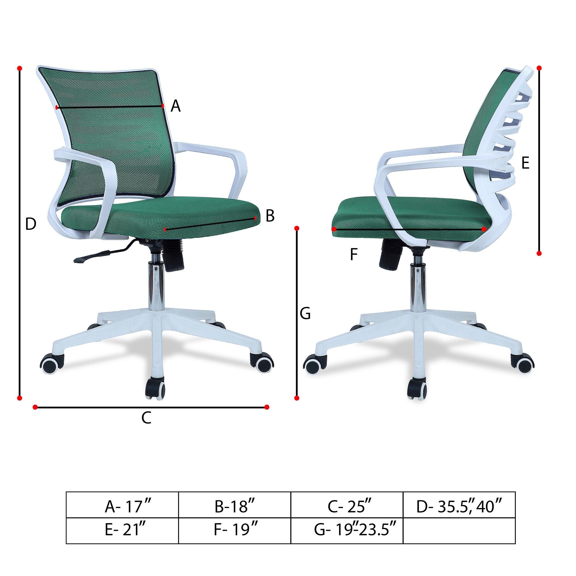Iinea Mid Back Ergonomic Chair in Dark Green Colour