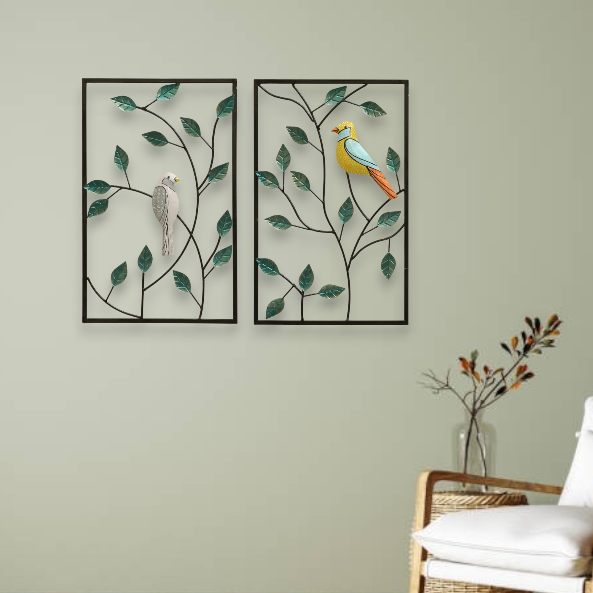 W-Banko Abstract Metal Wall Decor in Multicolor Set of 2 - Vedas Exports