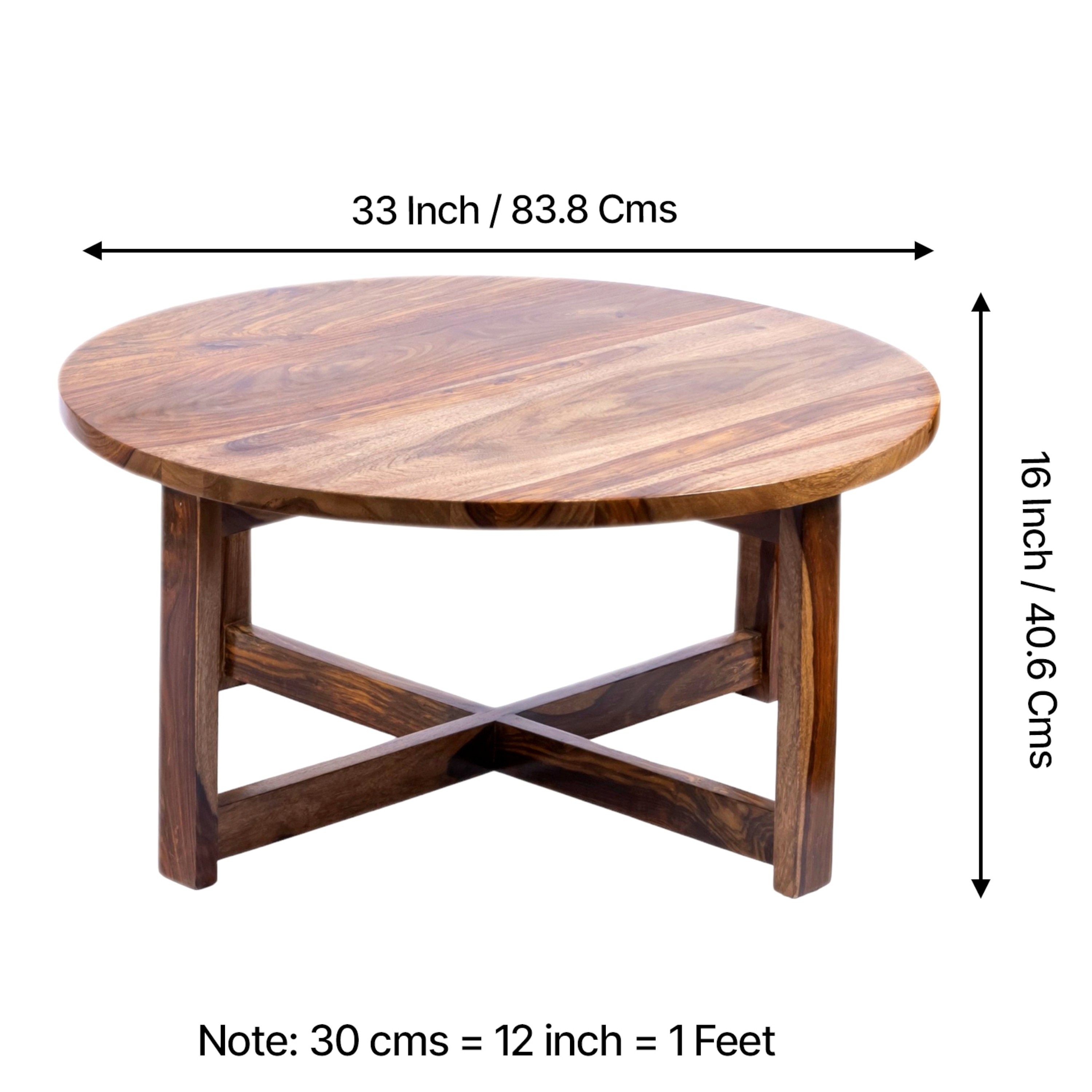 Nashville Sheesham Wood 4 Seater Coffee Table Set In Teak Finish