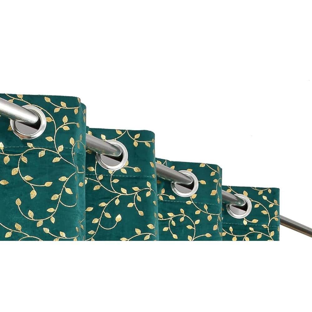 Velvet Golden Foil Pack of 2 Pieces Blackout Window Curtain