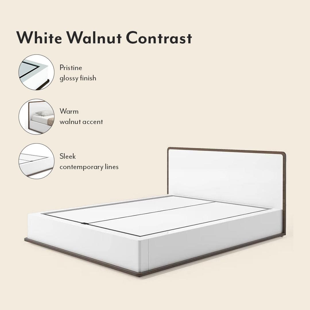 Baltoro Engineered Wood Queen Size Hydraulic Storage Bed In White Finish