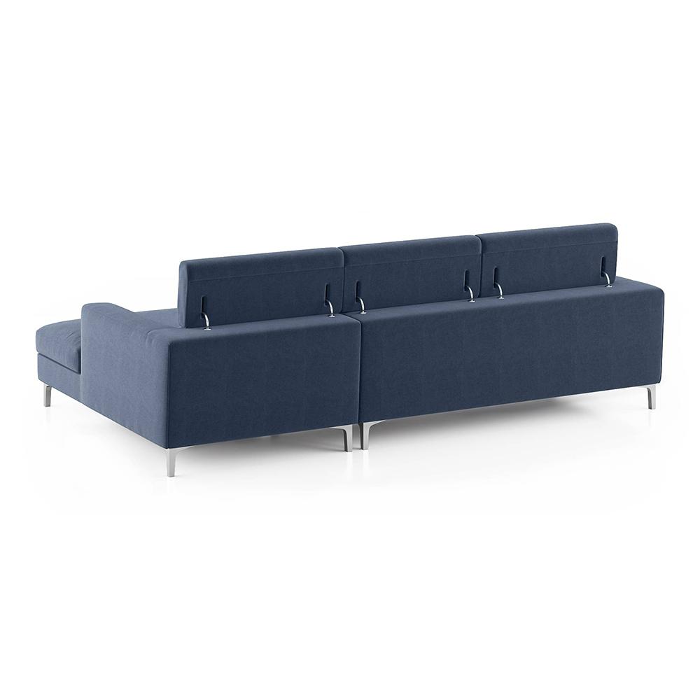 Chelsea Right Aligned 3 Seater Sectional Fabric Sofa (Lapis Blue)