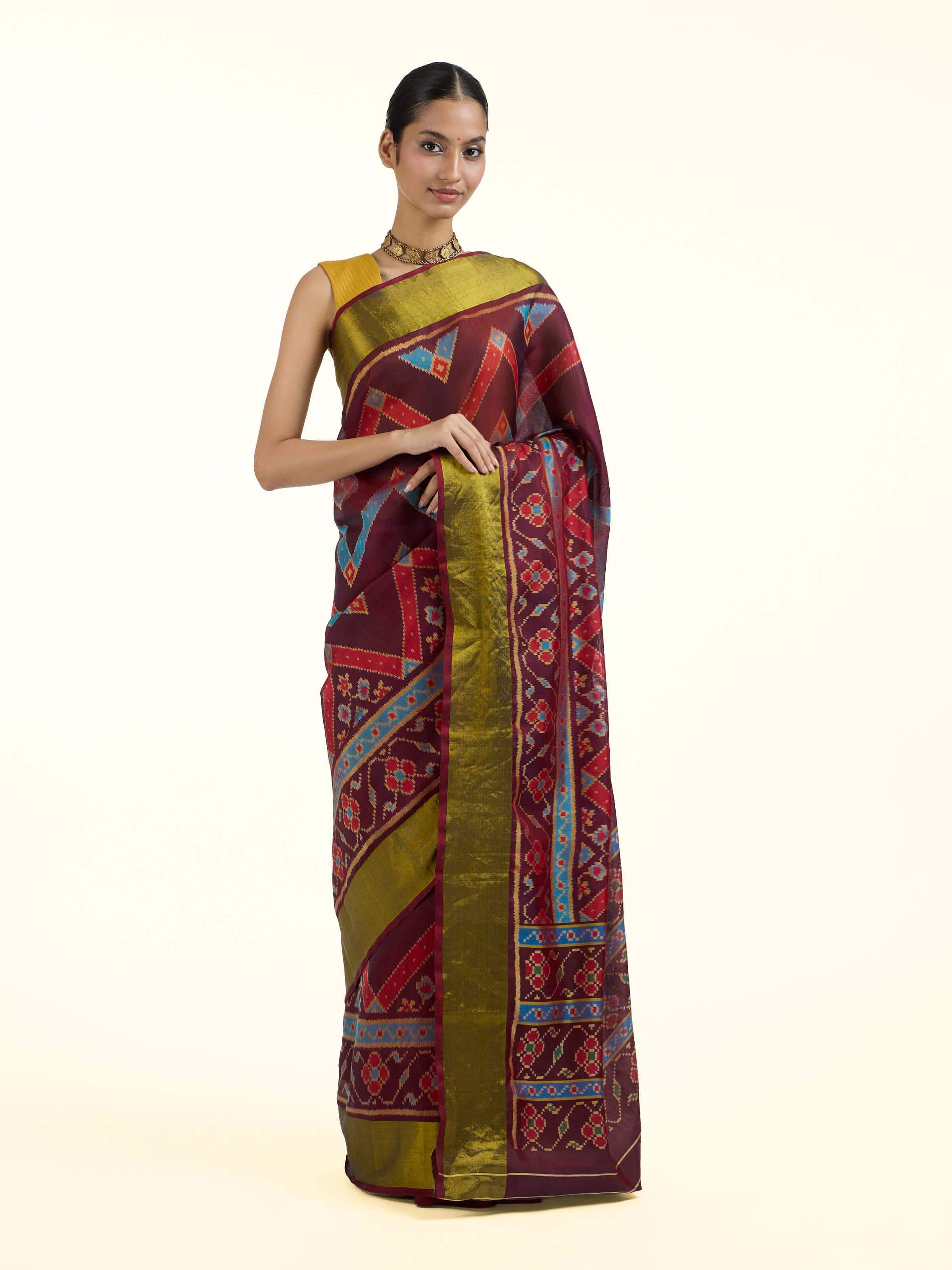 Brown Silk Patola Saree