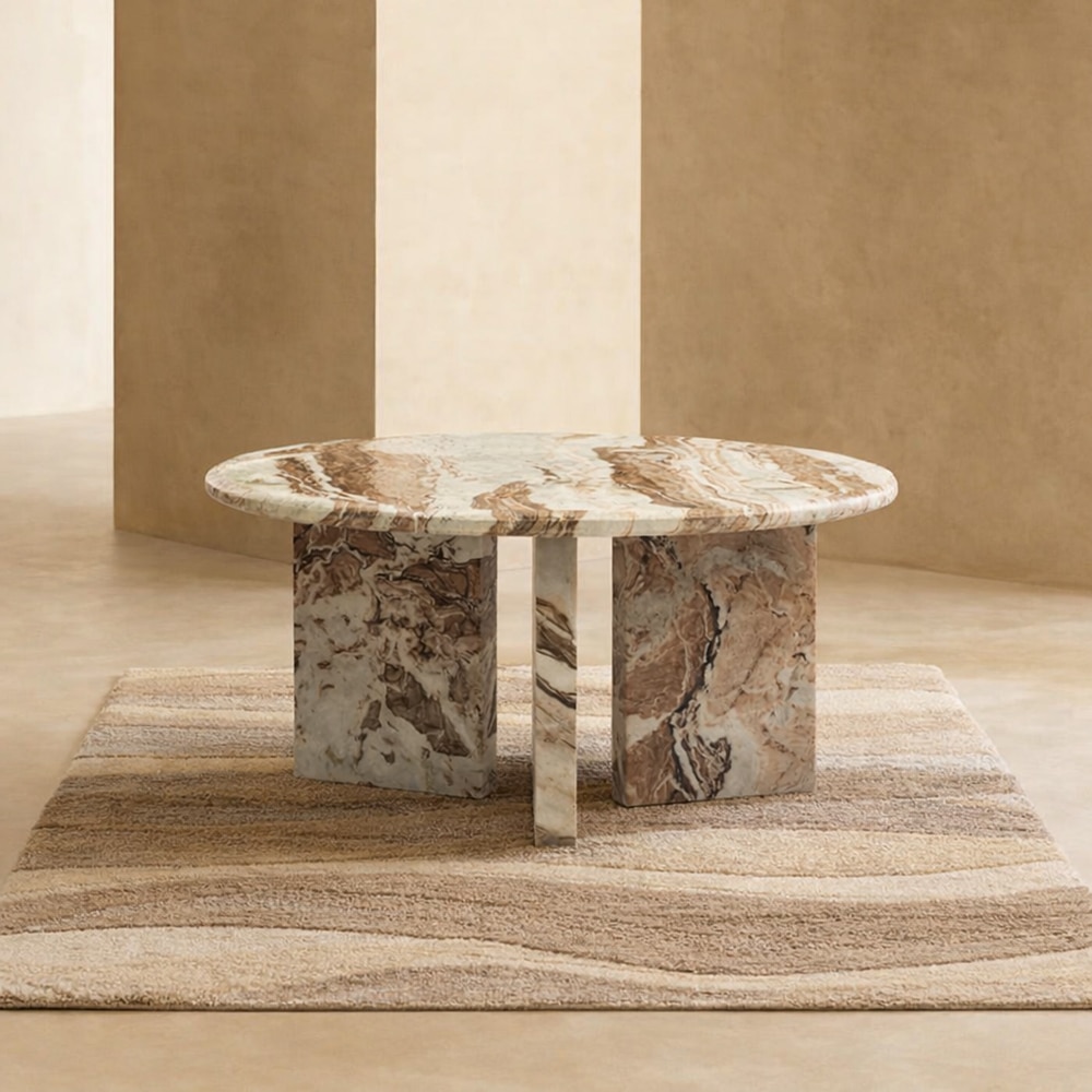 Sawar Marble Coffee Table In Creem Finish - Living Shape