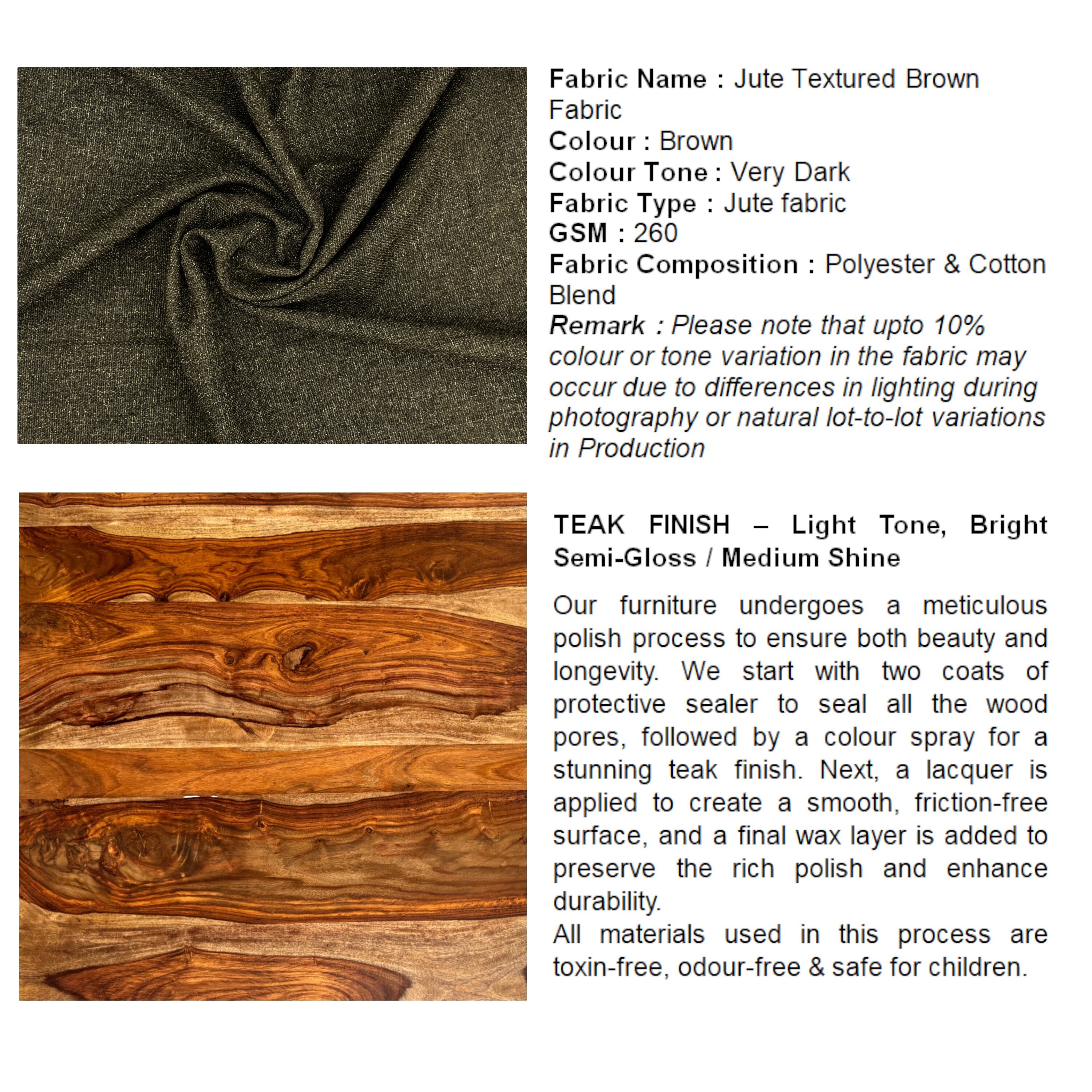 Amber Sheesham Wood Foot Stool in Teak Finish with Jute Brown Cushion