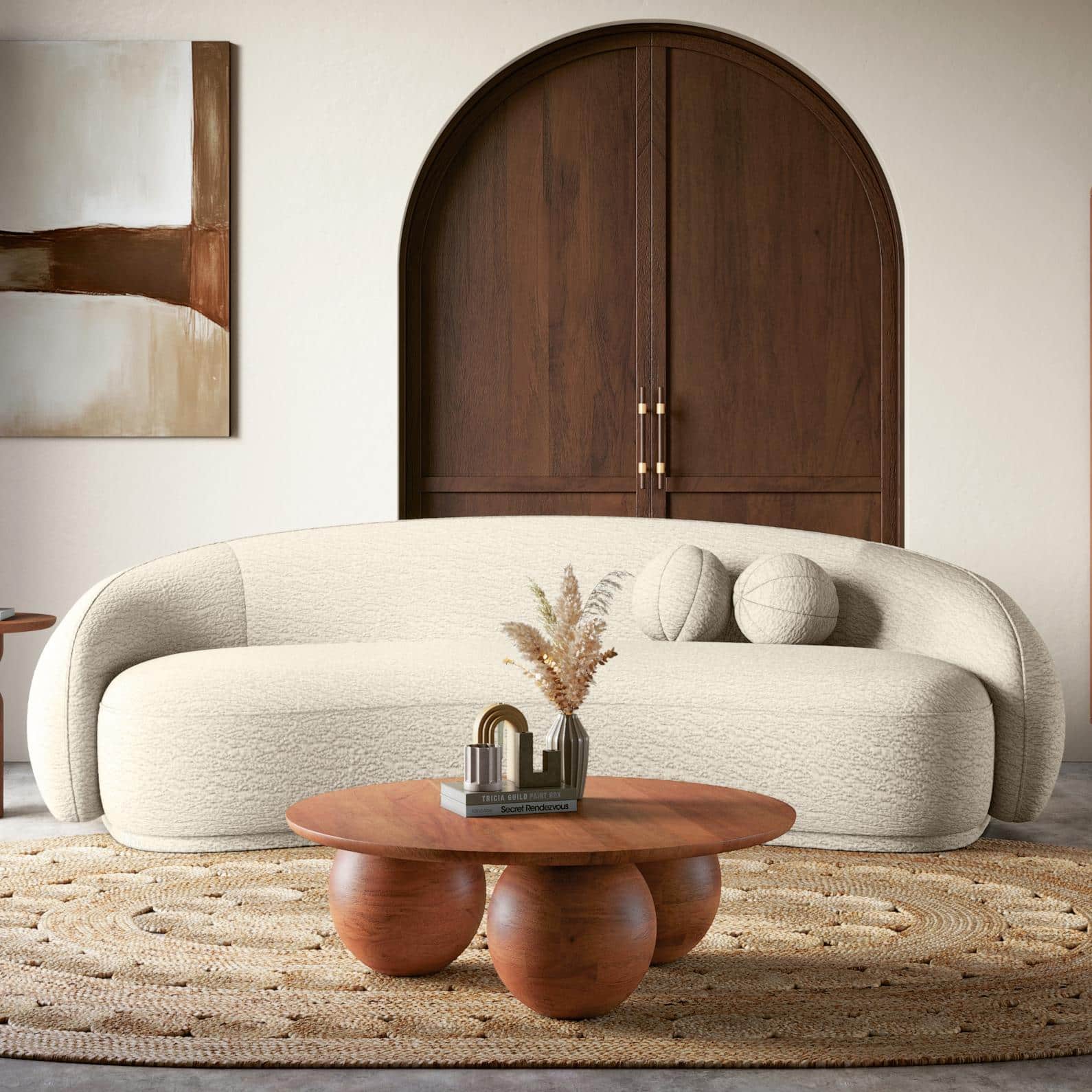 Takai Round Solid Wood Coffee Table in Red Cedar Finish