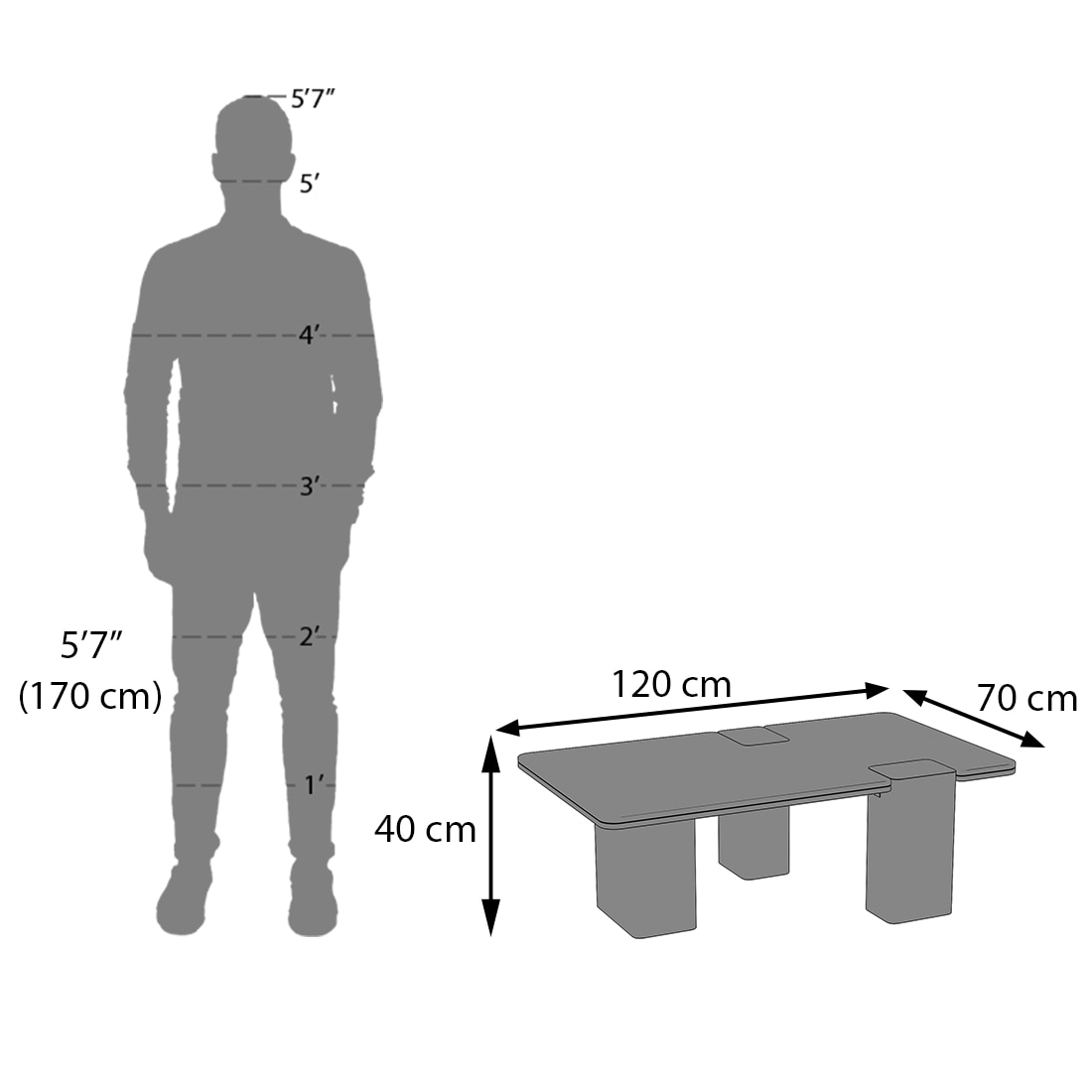 Muro Rectangular Marble Coffee Table In Danish Walnut Finish
