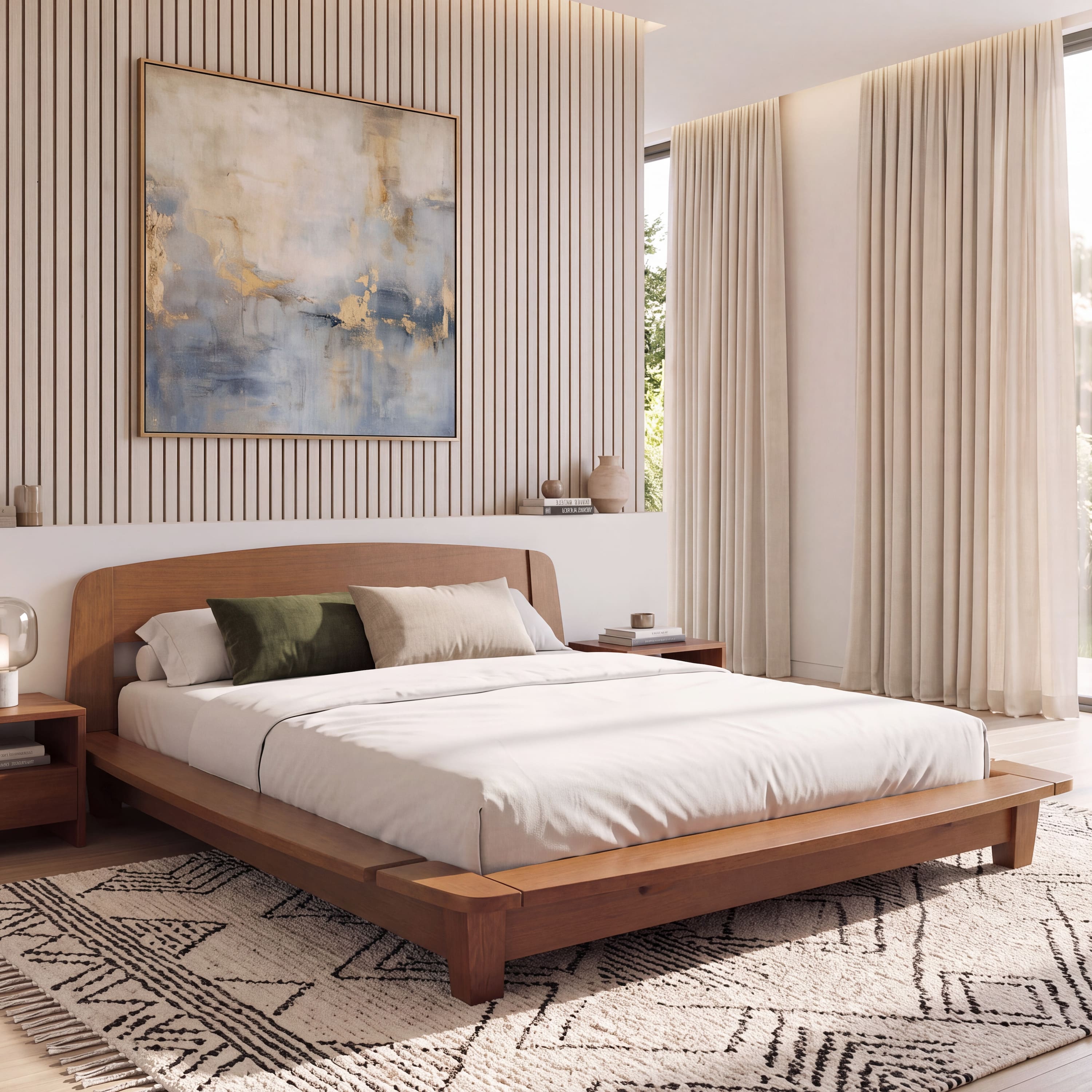 Tahiti Platform Bed Queen Amber Walnut Finish