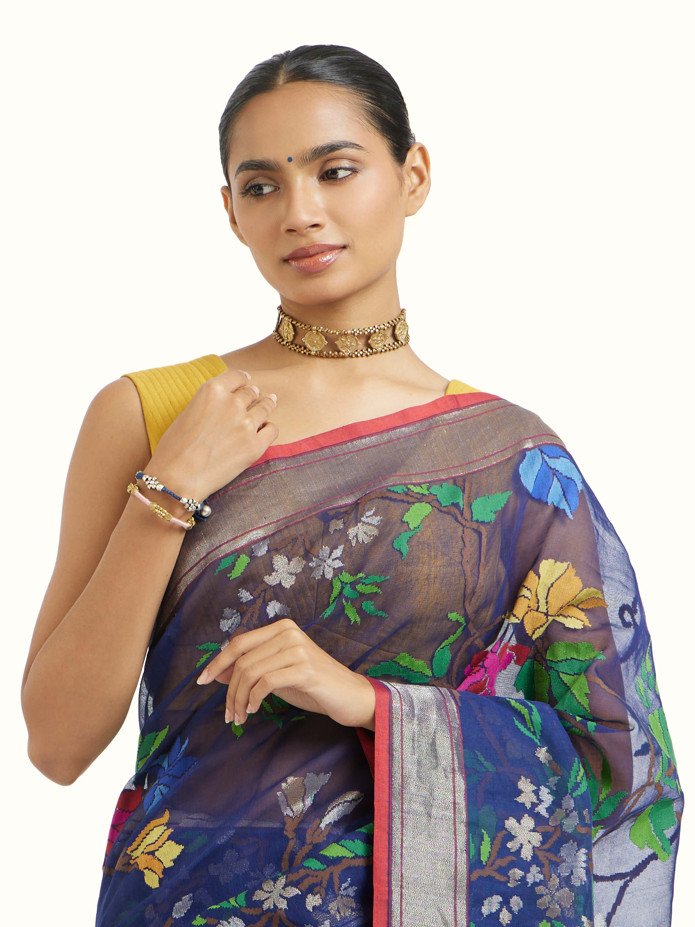 Cotton Awadh Jamdani Banarasi Saree