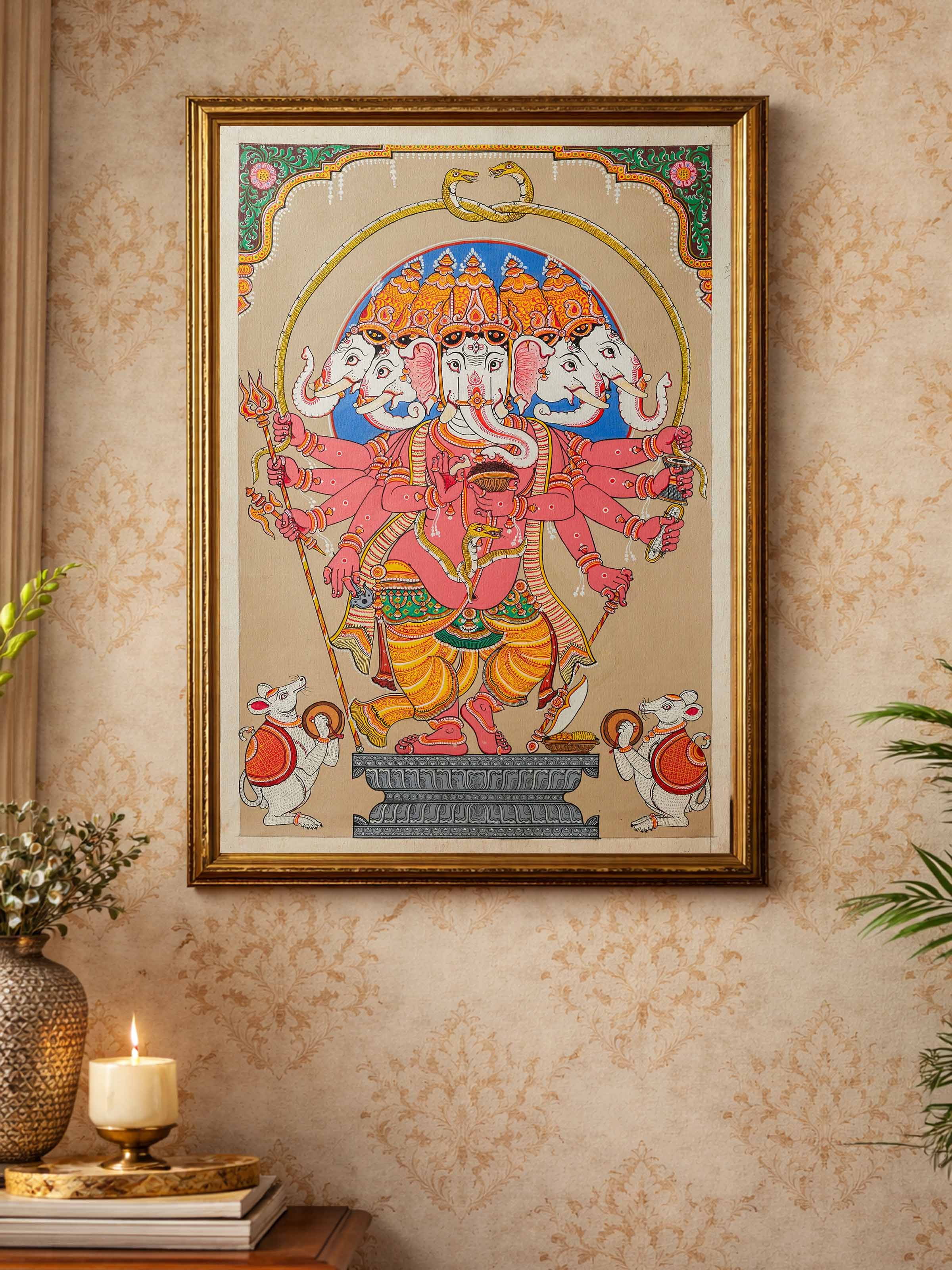 Ganesha Pattachitra Silk Painting