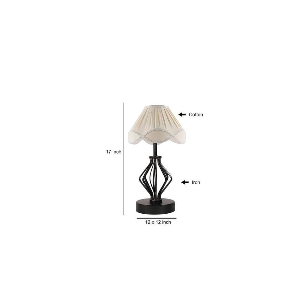 Frances Vintage off-white Shade Table lamp with Iron Base