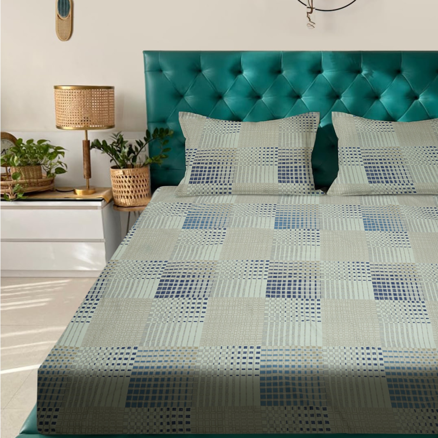 Multicolor Floral 180 TC Flat 1 Queen  Bedsheet with 2 Pillow Covers - Rosarahome