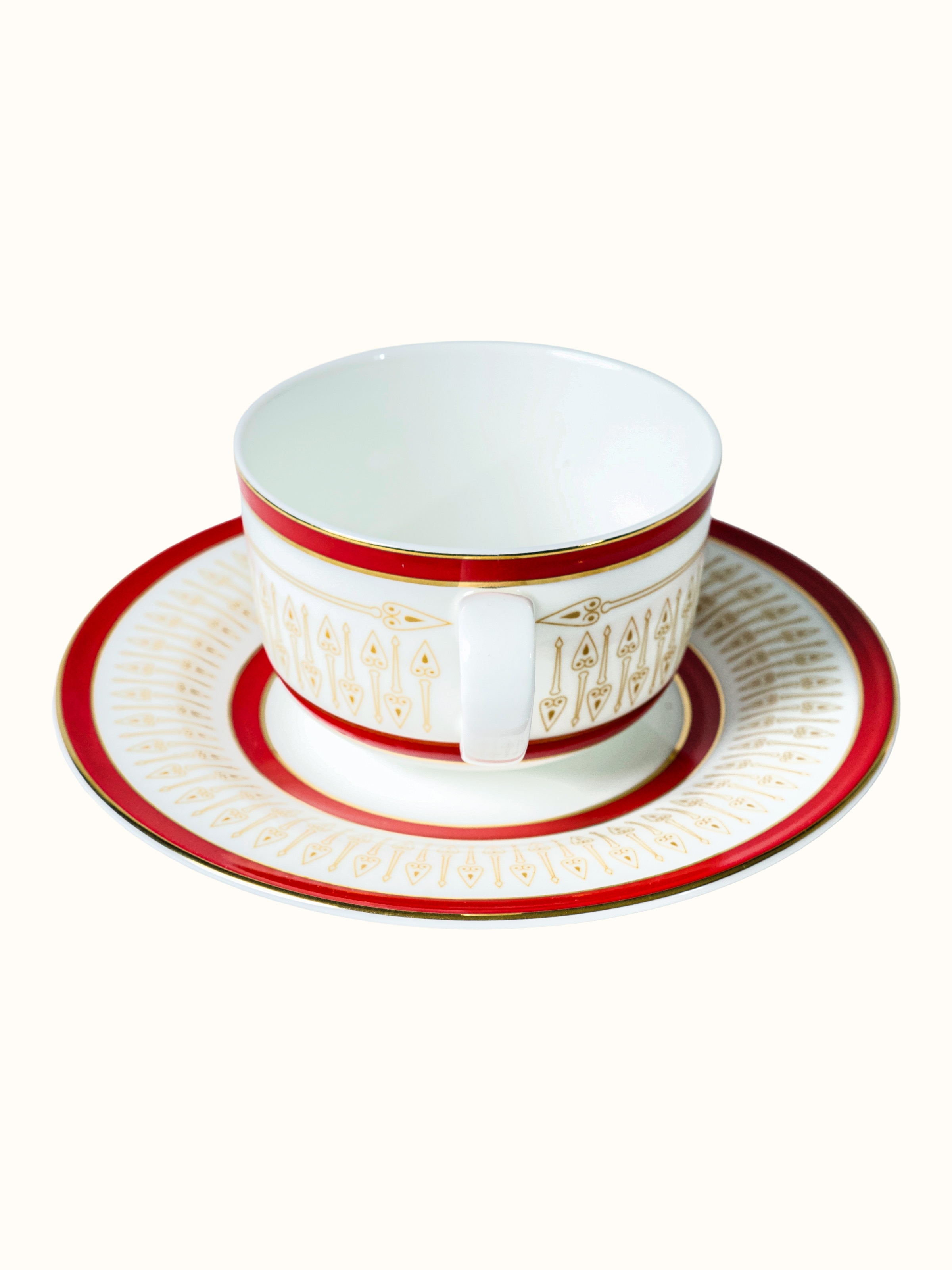Piece Ceramic Tea Set With Hand-Applied Gold-Accents (7 Pcs)