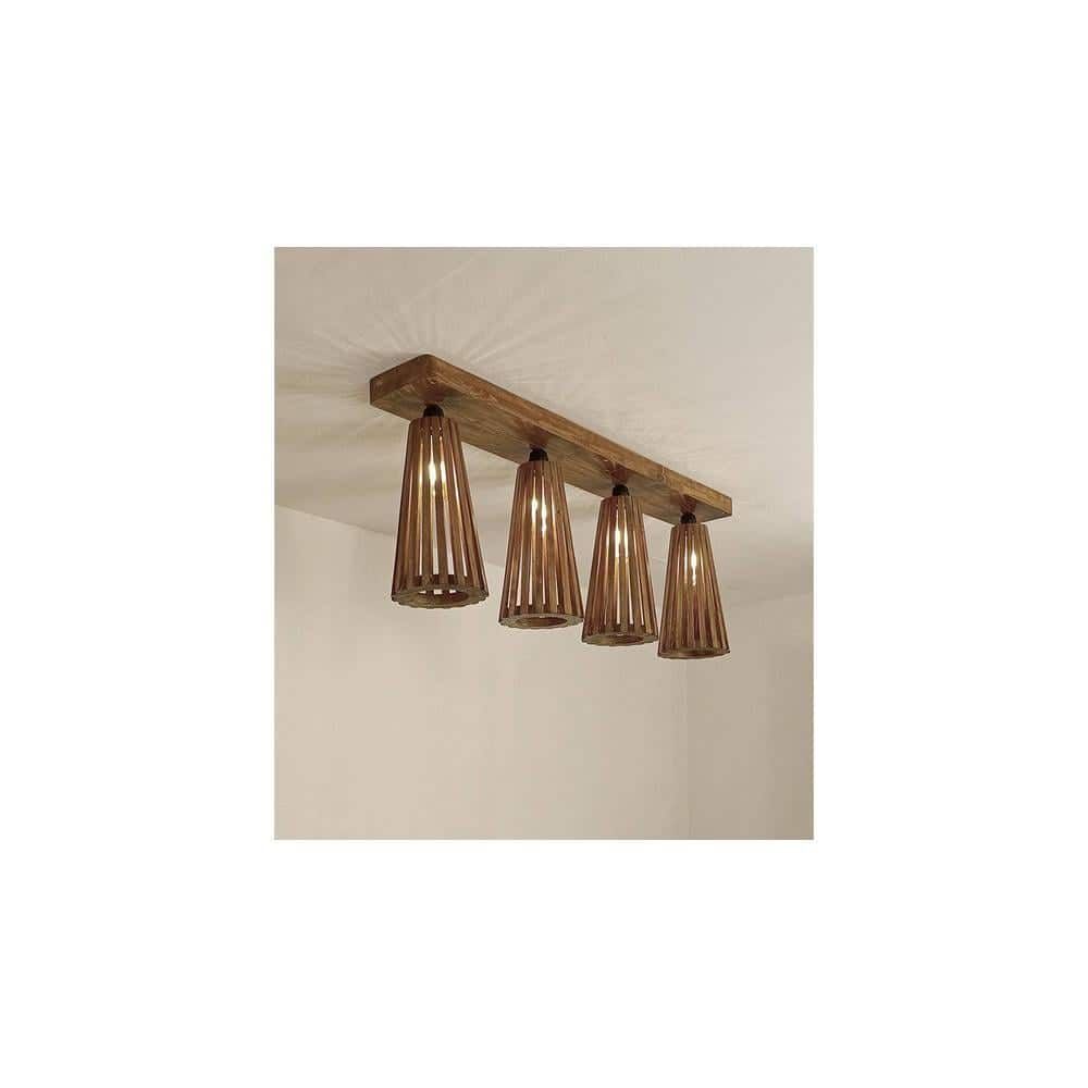 Billet Brown Solid Wood Ceiling Light