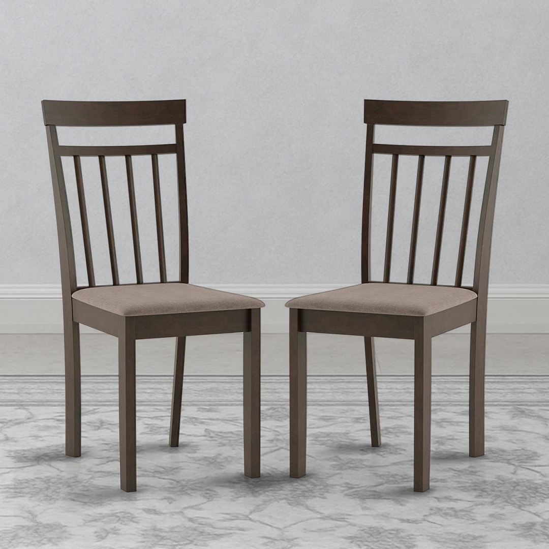 Ava Solid Wood Dining Chair Set Of 2 In Umber Walnut Finish