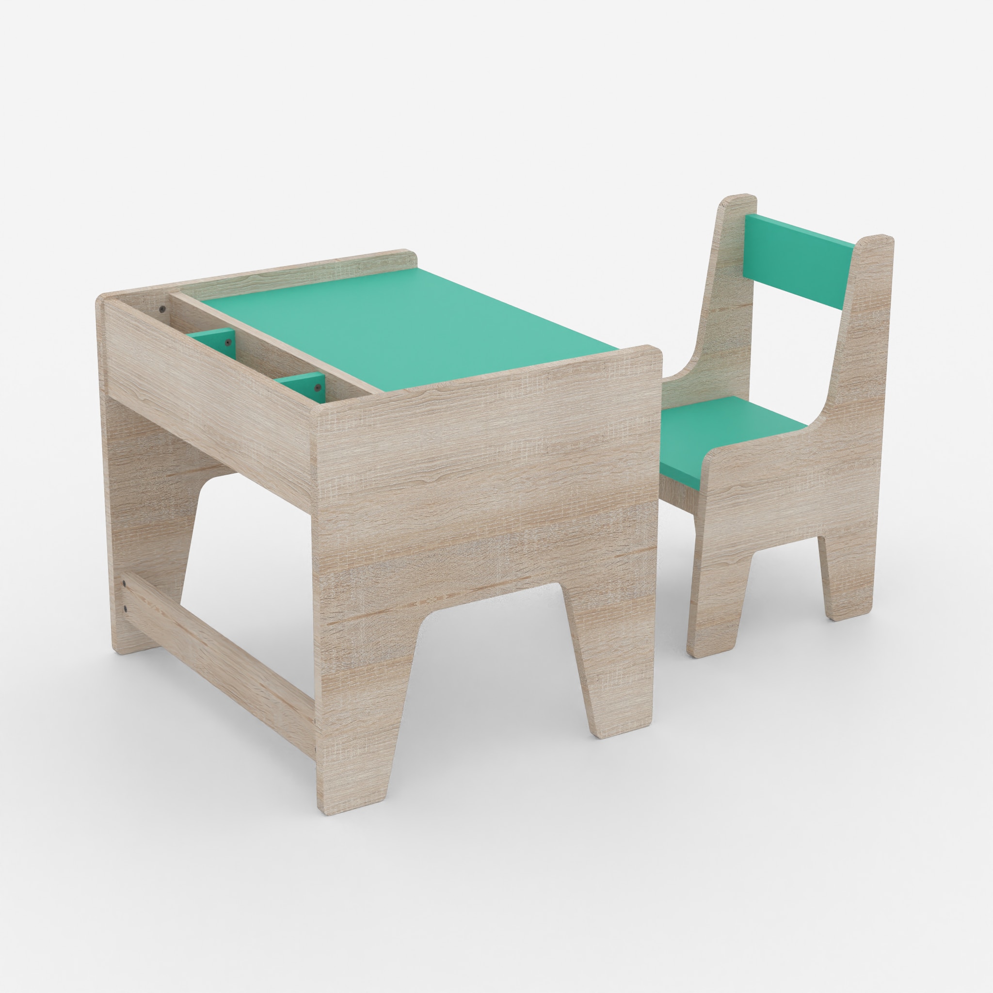 Topolino Toddler Activity Table & Chair in Oak and Teal