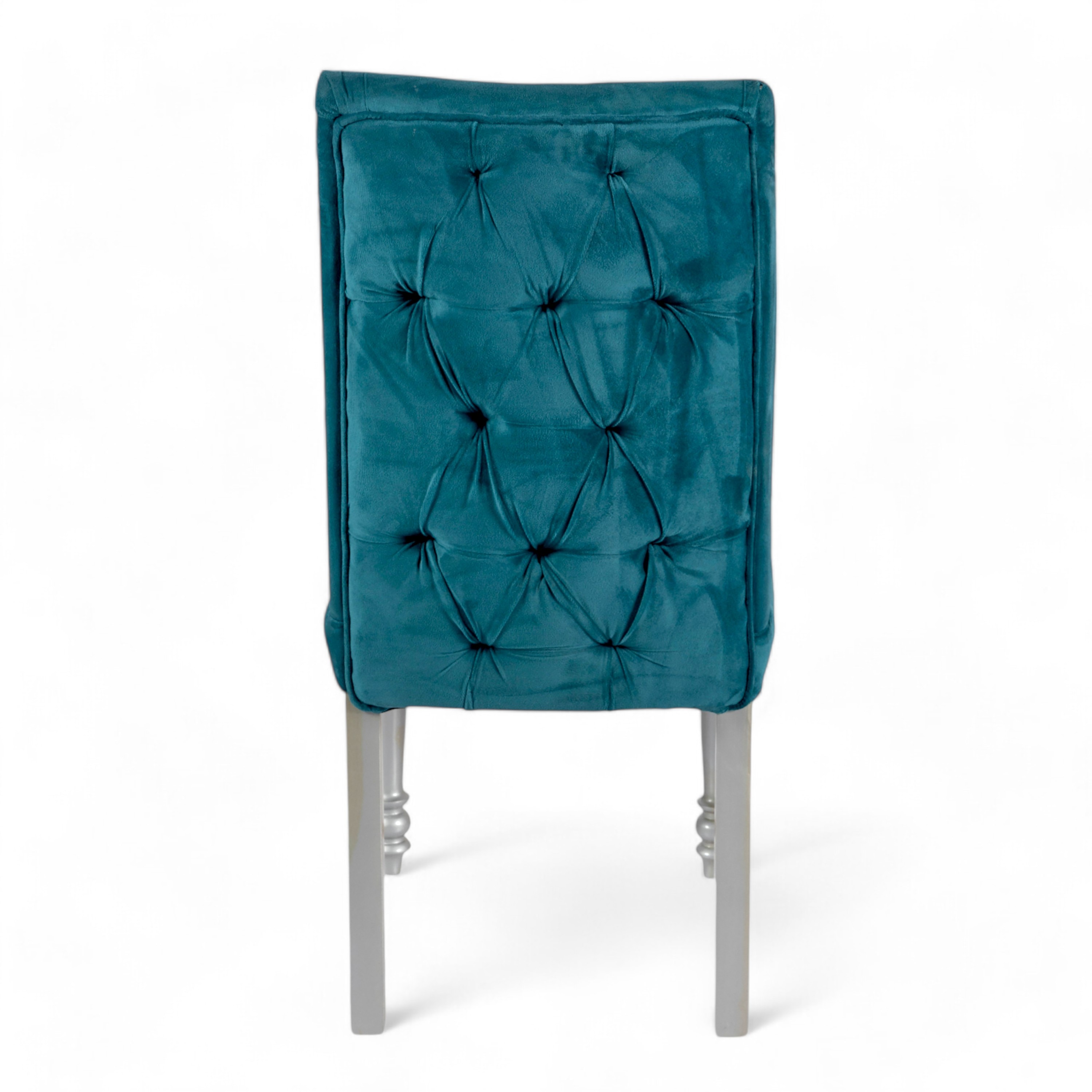 Oliver wood Dining Chair in Turquoise Sea Velvet Upholstery with SILVER FINISH