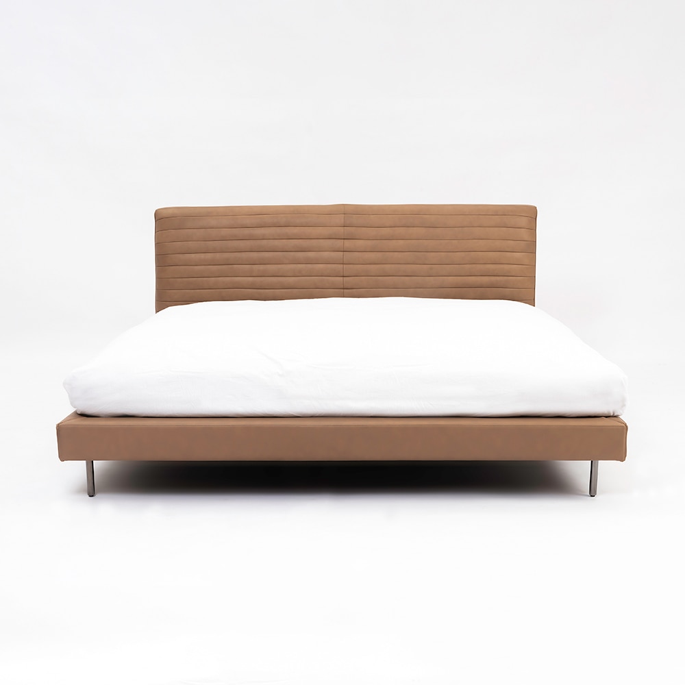 Sable Leather Queen  Size Bed Without Storage (Brown Colour) - Living Shape