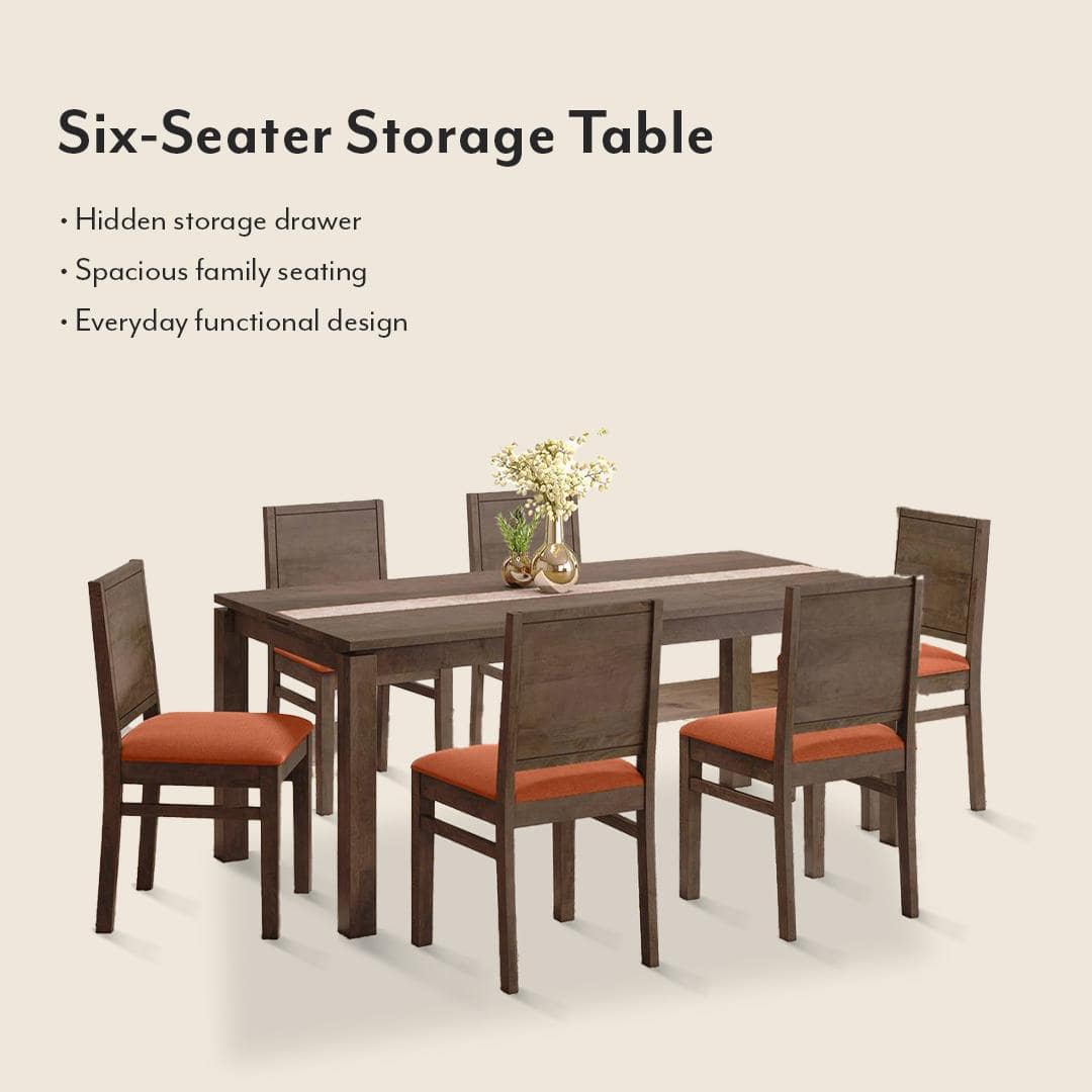 Atlas Crest Solid Wood 6 Seater Dining Table with Atlas Dining chairs Set