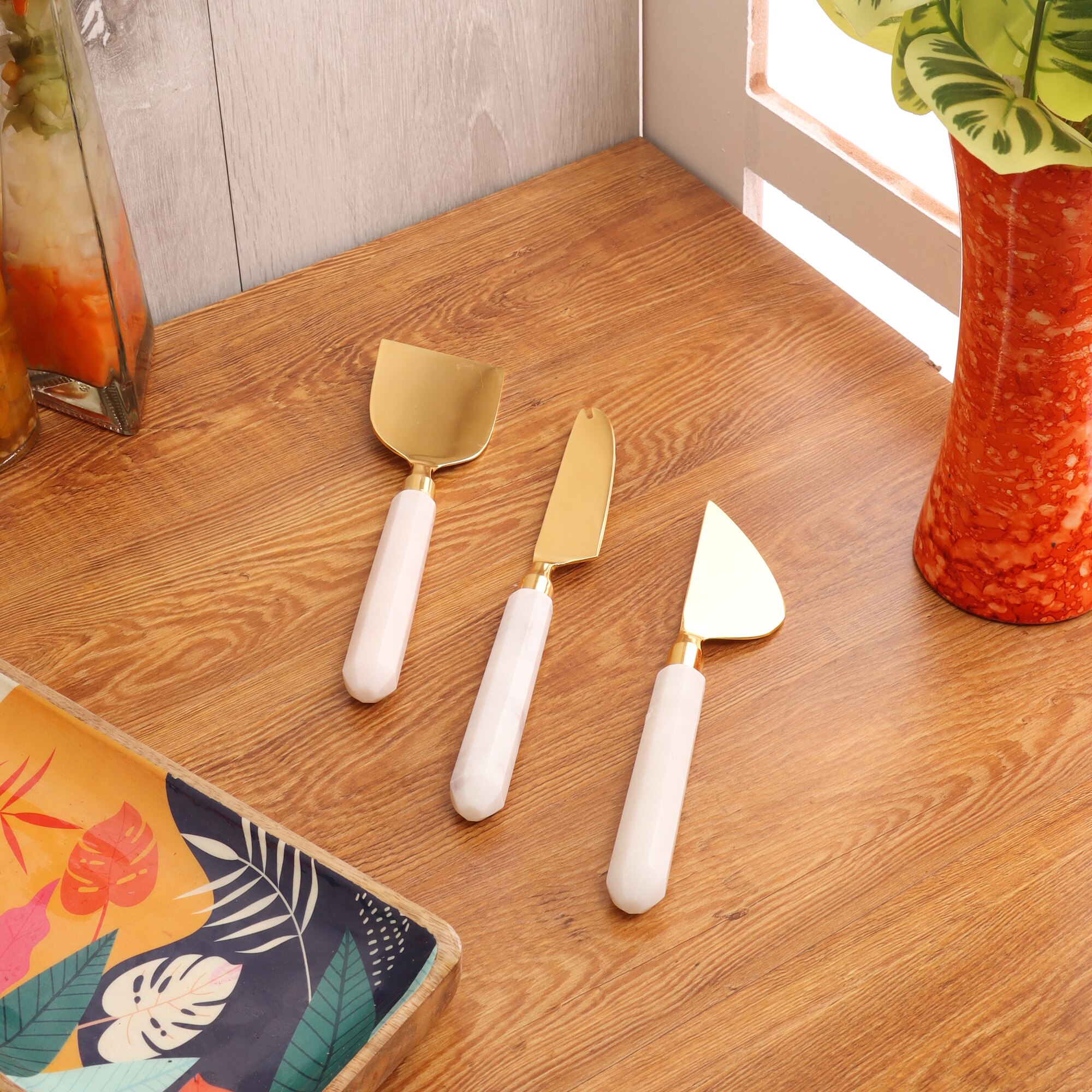 Metal Marble Metal Cheese set Knife