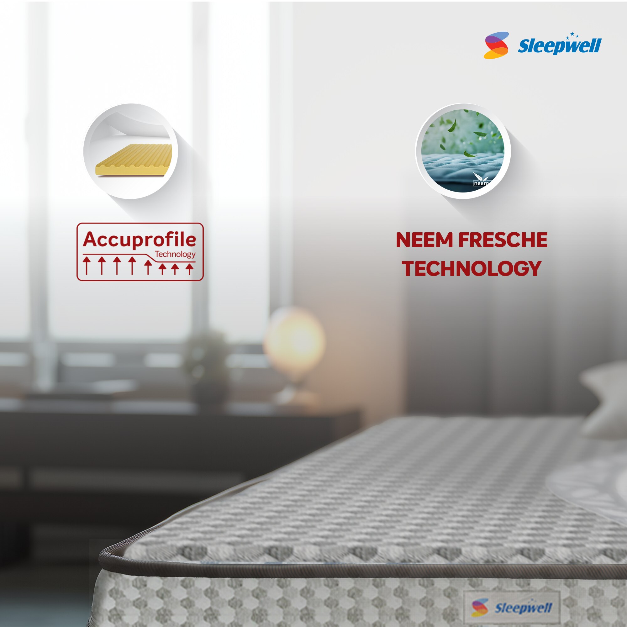 Sleepwell Star Gold, Medium Firm, Anti- Sag Tech 4 inch Queen High Resilience (HR) Foam Mattress (L x W: 84 inch x 60 inch)