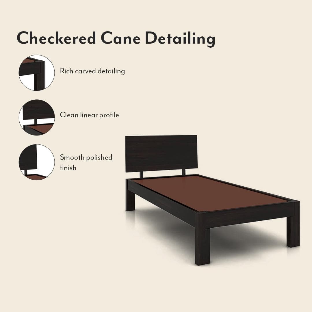 Boston Solid Wood Single Size Bed In Mahogany Finish